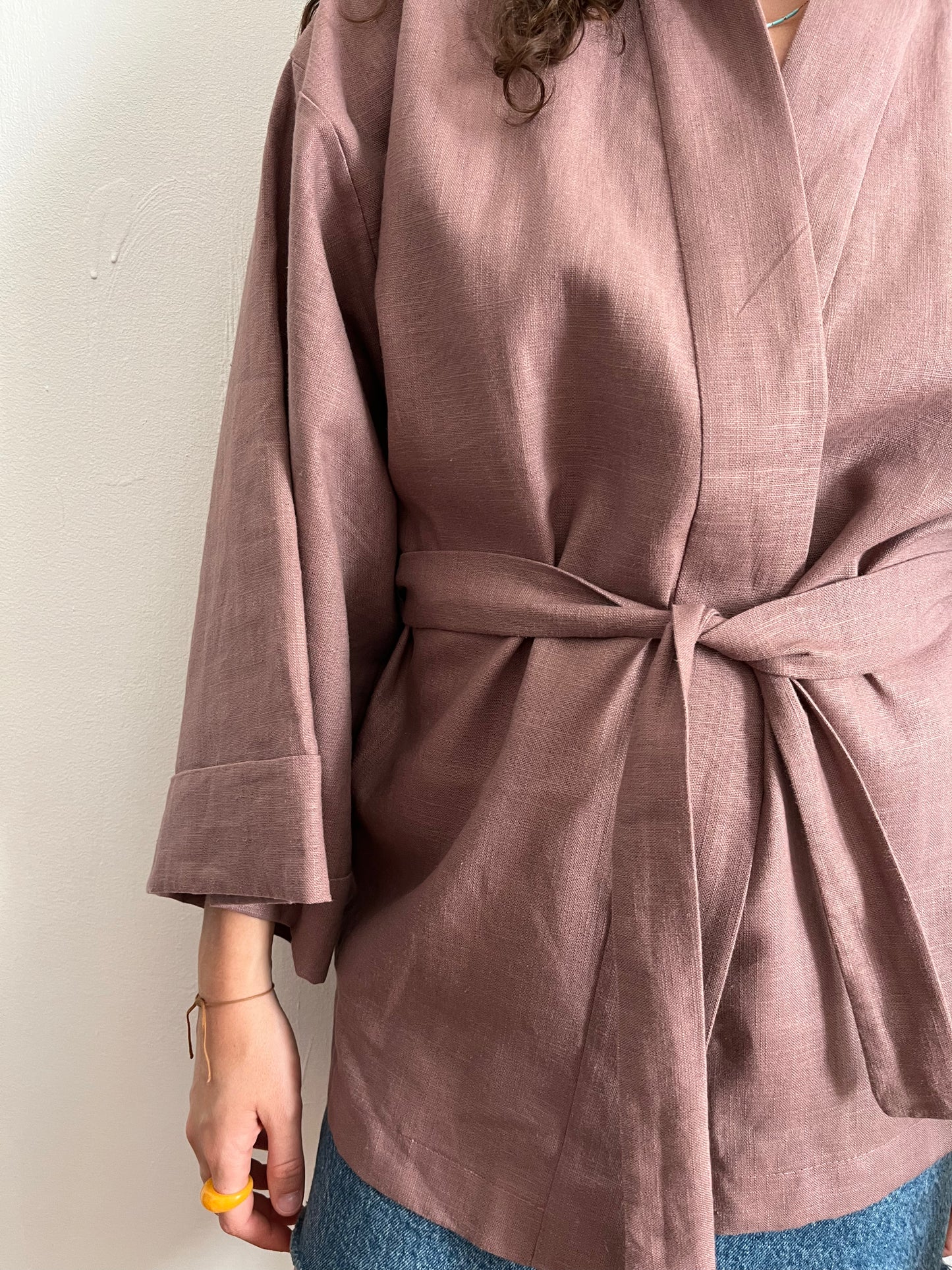 Kimono in lino malva