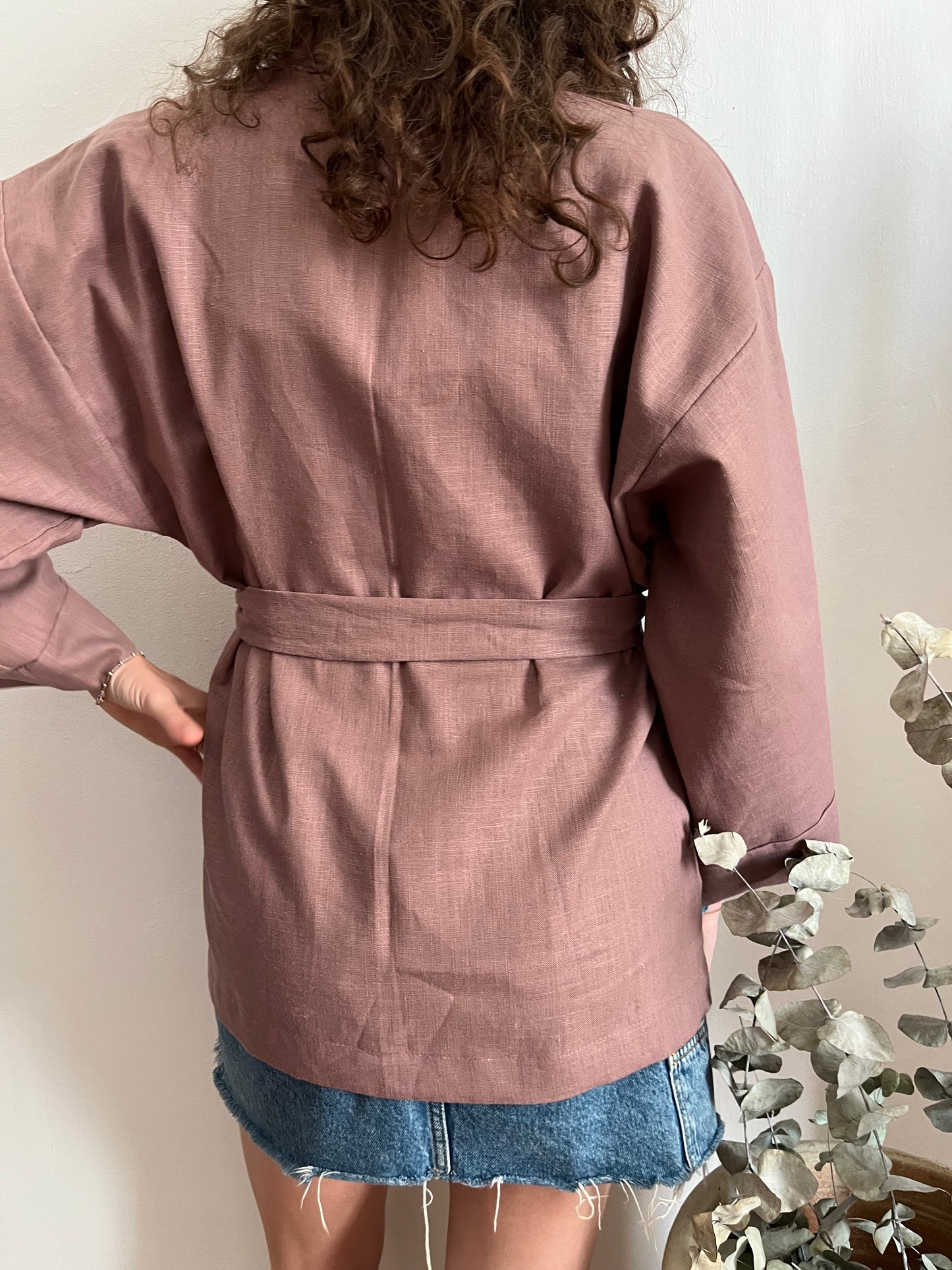 Kimono in lino malva