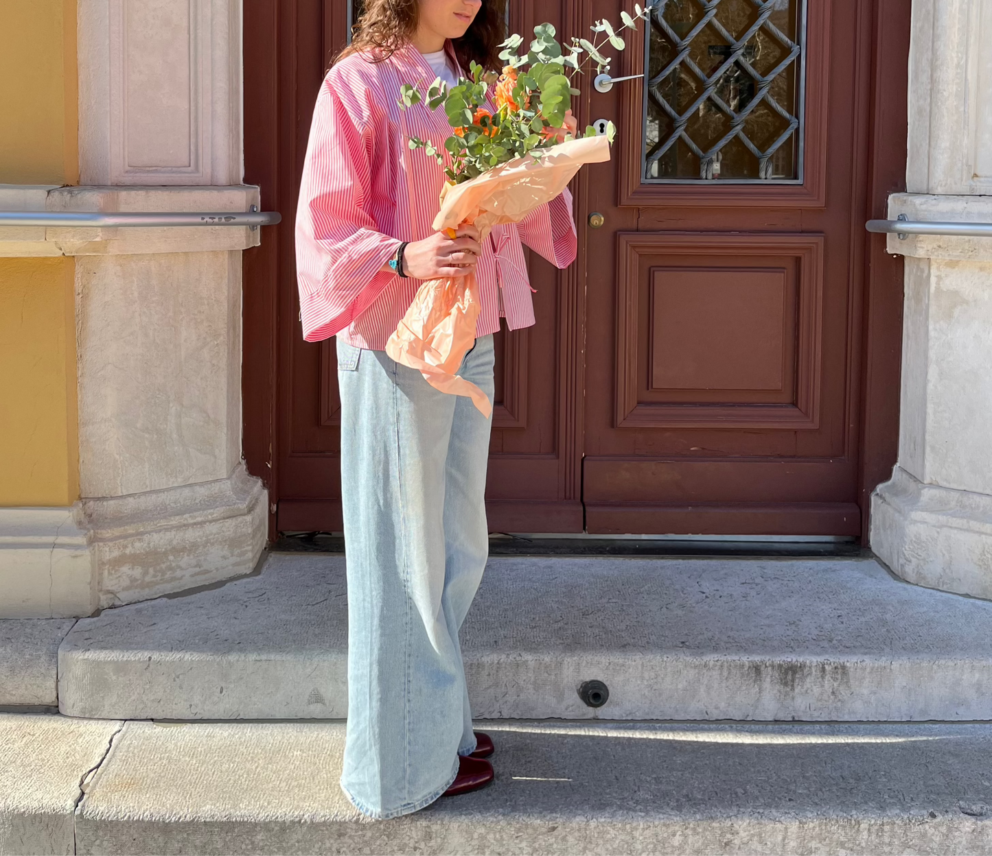 Kimono Camicia a righe Rossa