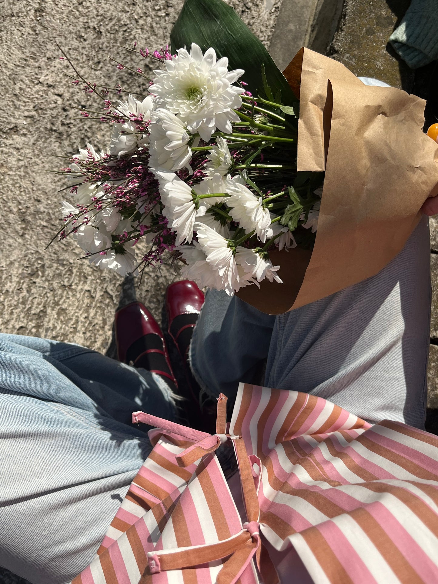 Kimono Camicia a righe Rosa e Marrone