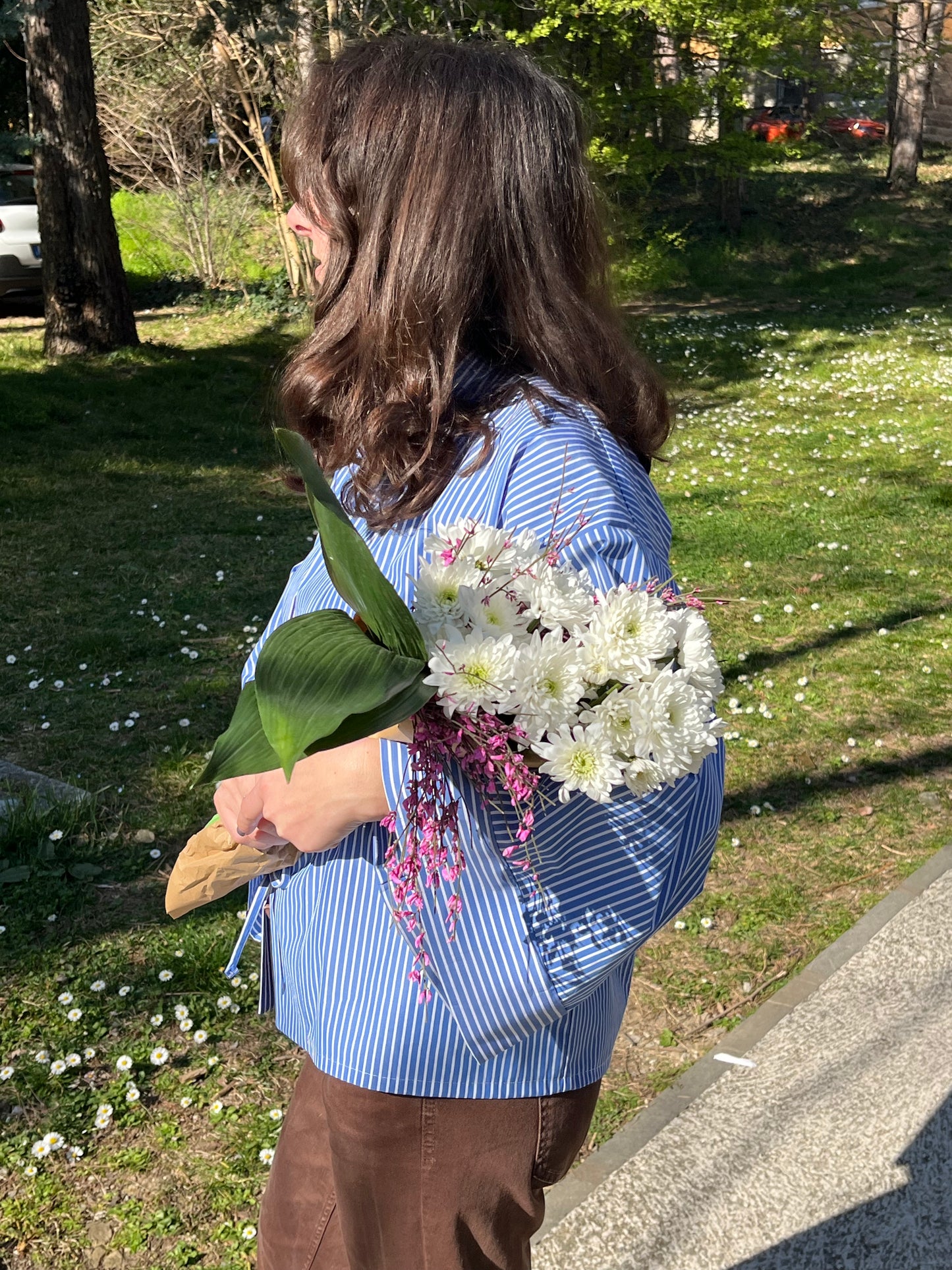 Kimono camicia a righe Blu