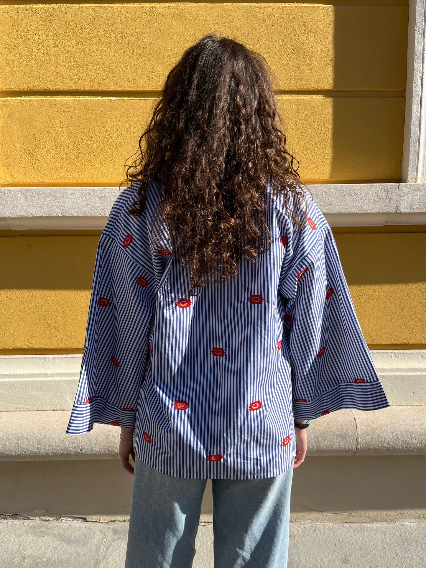 Kimono Camicia a righe Blu