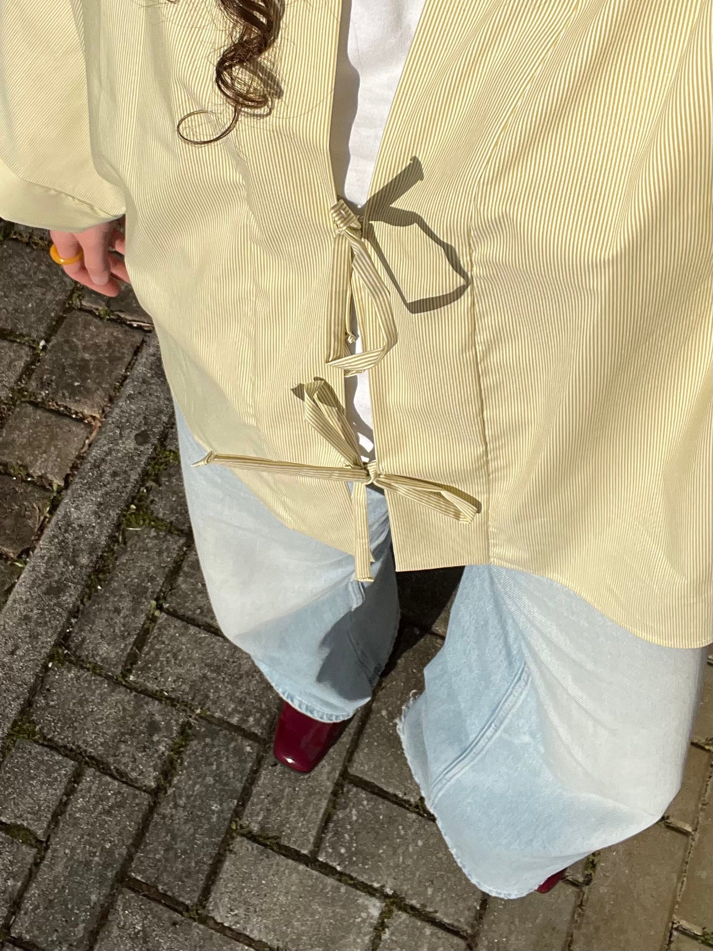 Kimono Camicia a righe Gialla