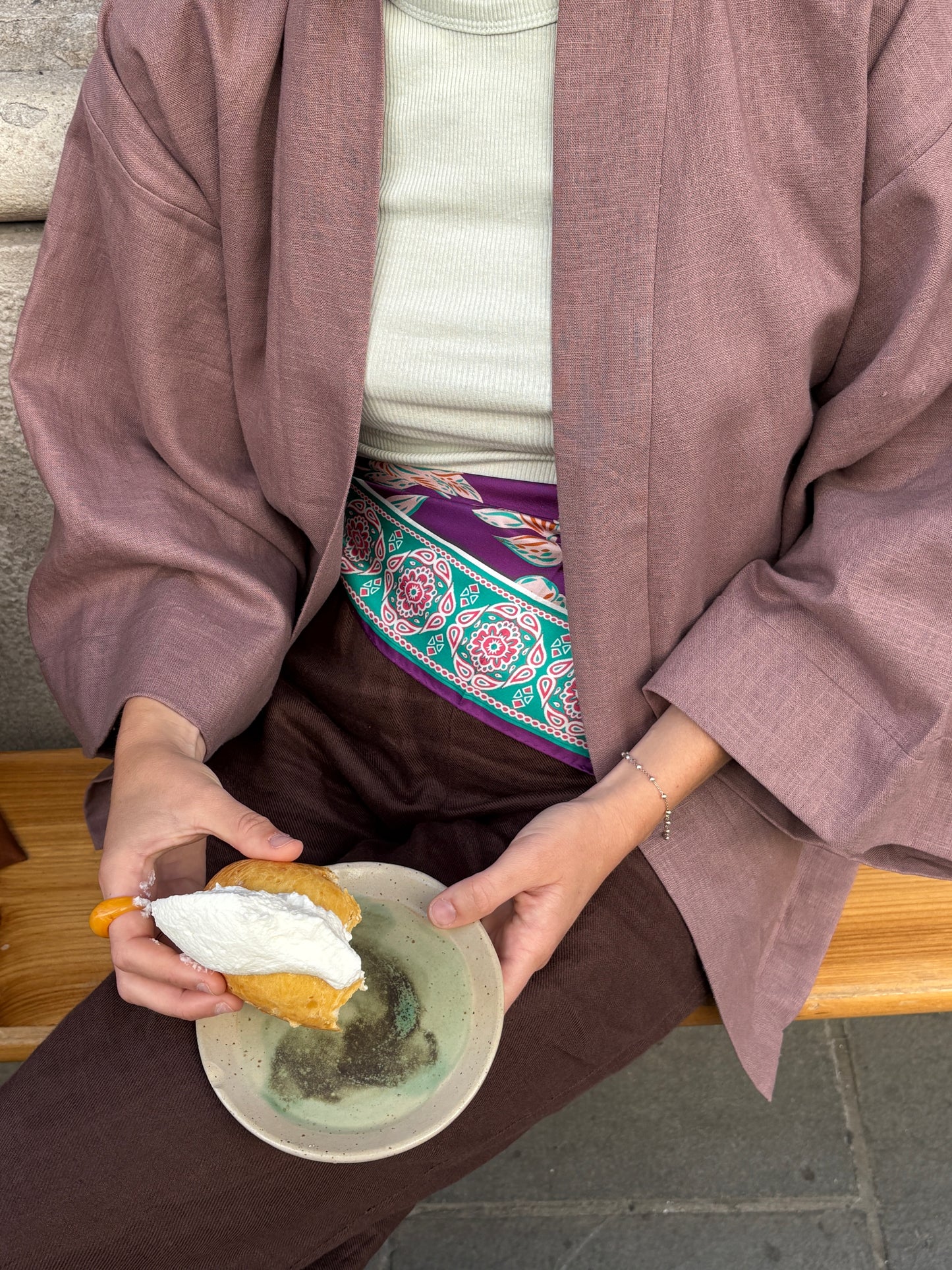 Kimono in lino malva