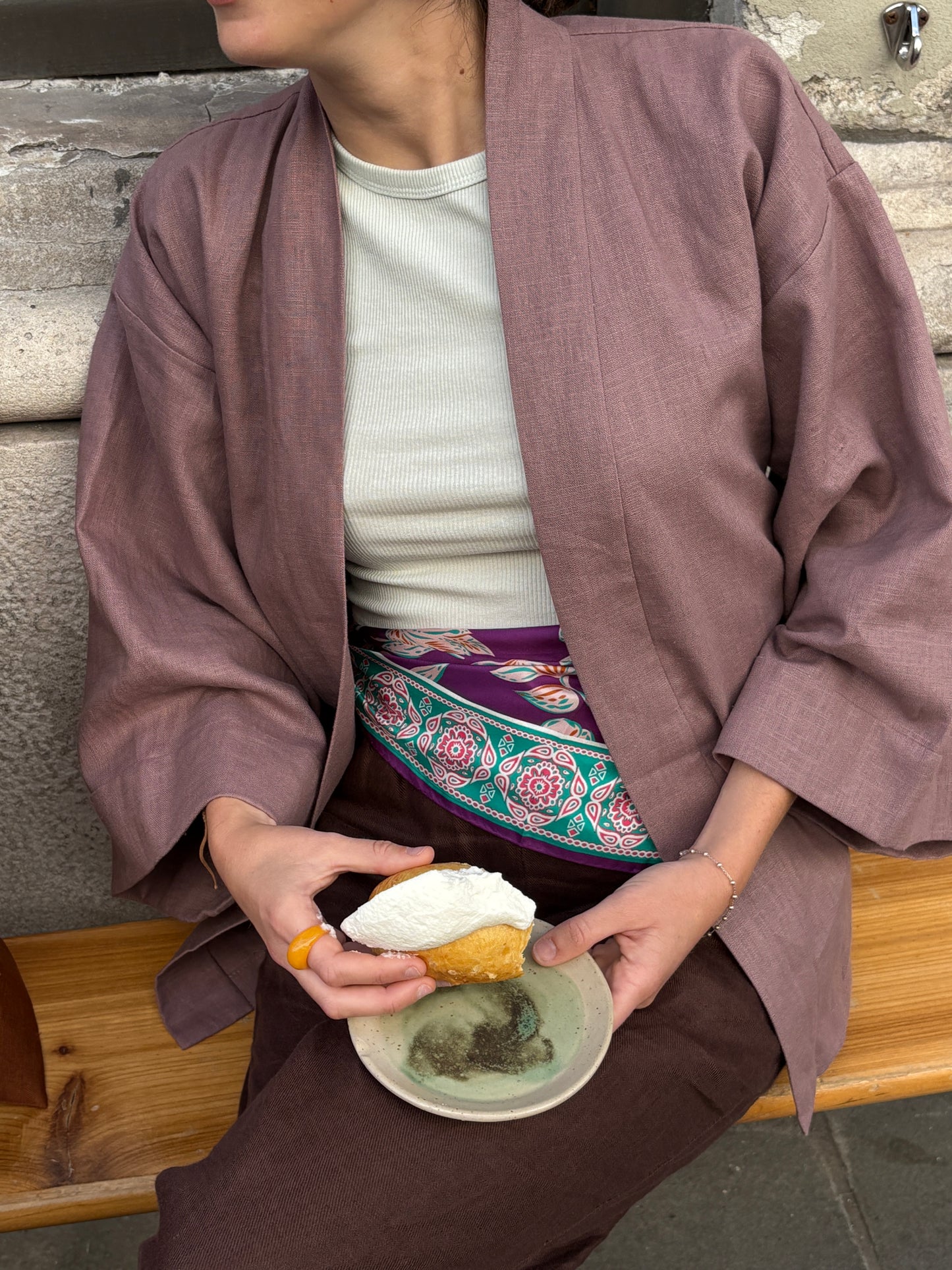 Kimono in lino malva