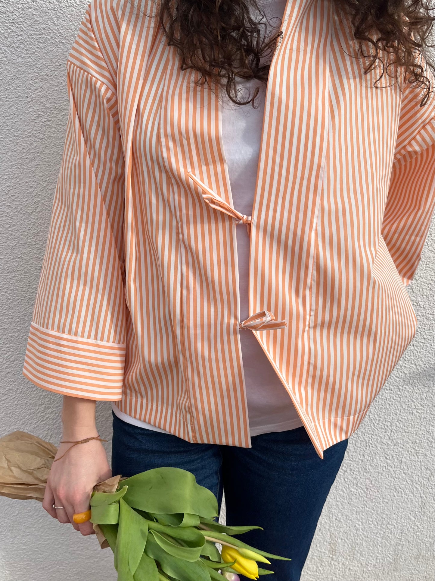 Kimono Camicia a righe Arancione