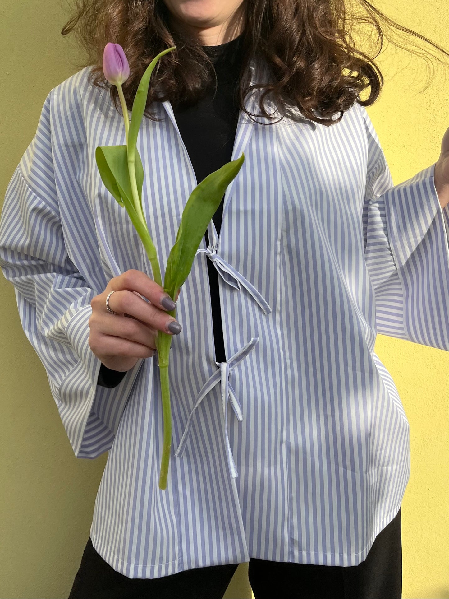 Kimono Camicia a righe Lilla