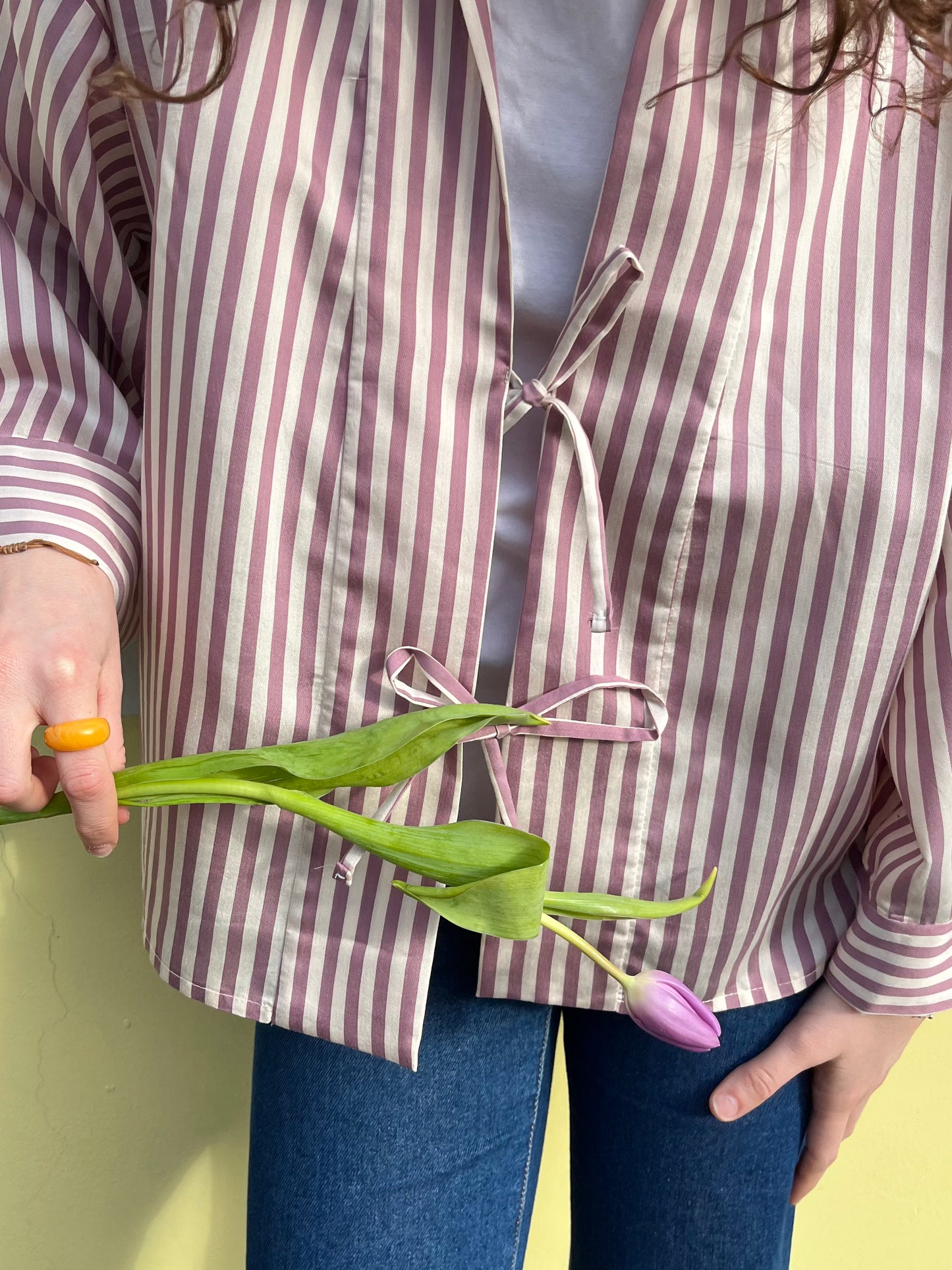 Kimono Camicia a righe Rosa