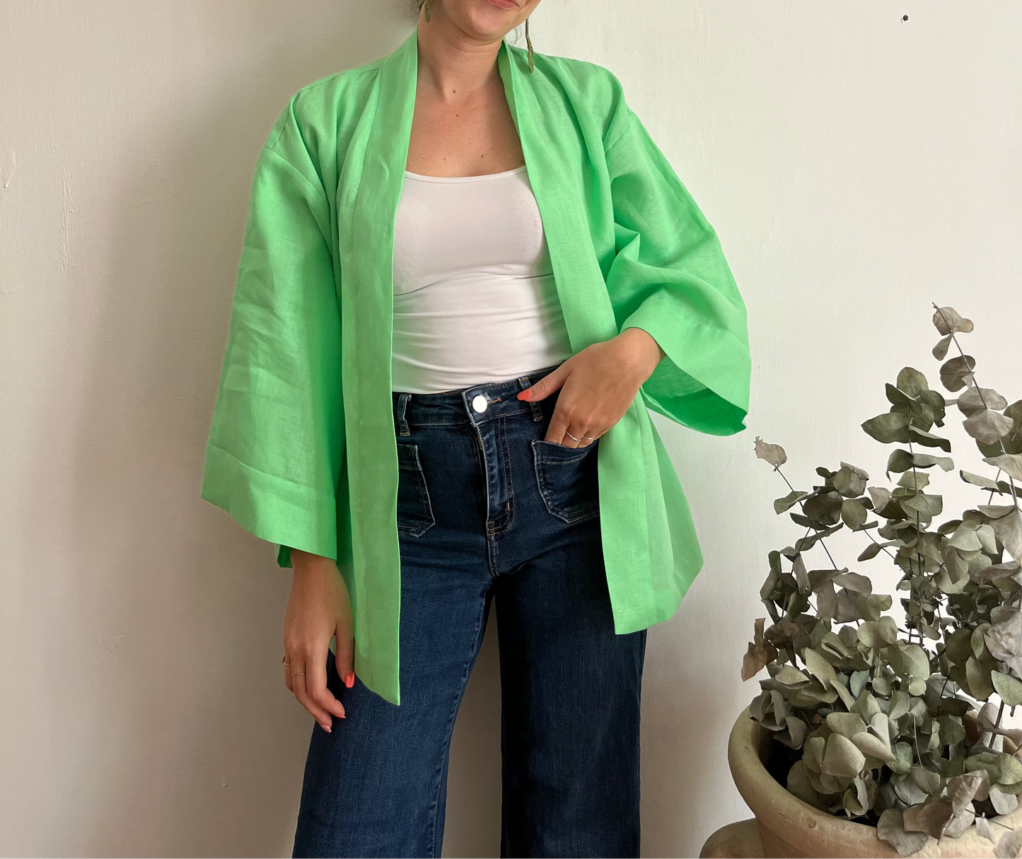 Kimono in lino Verde Menta