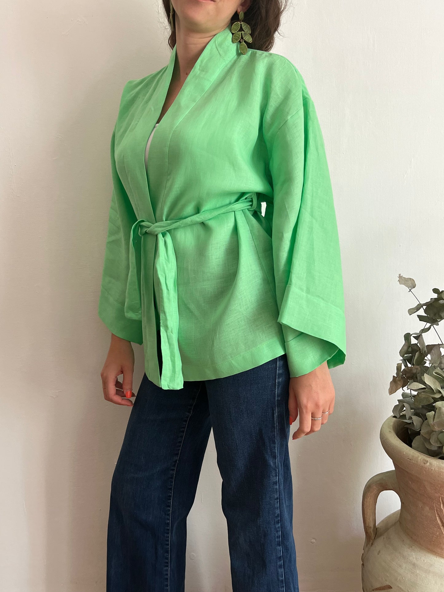 Kimono in lino Verde Menta