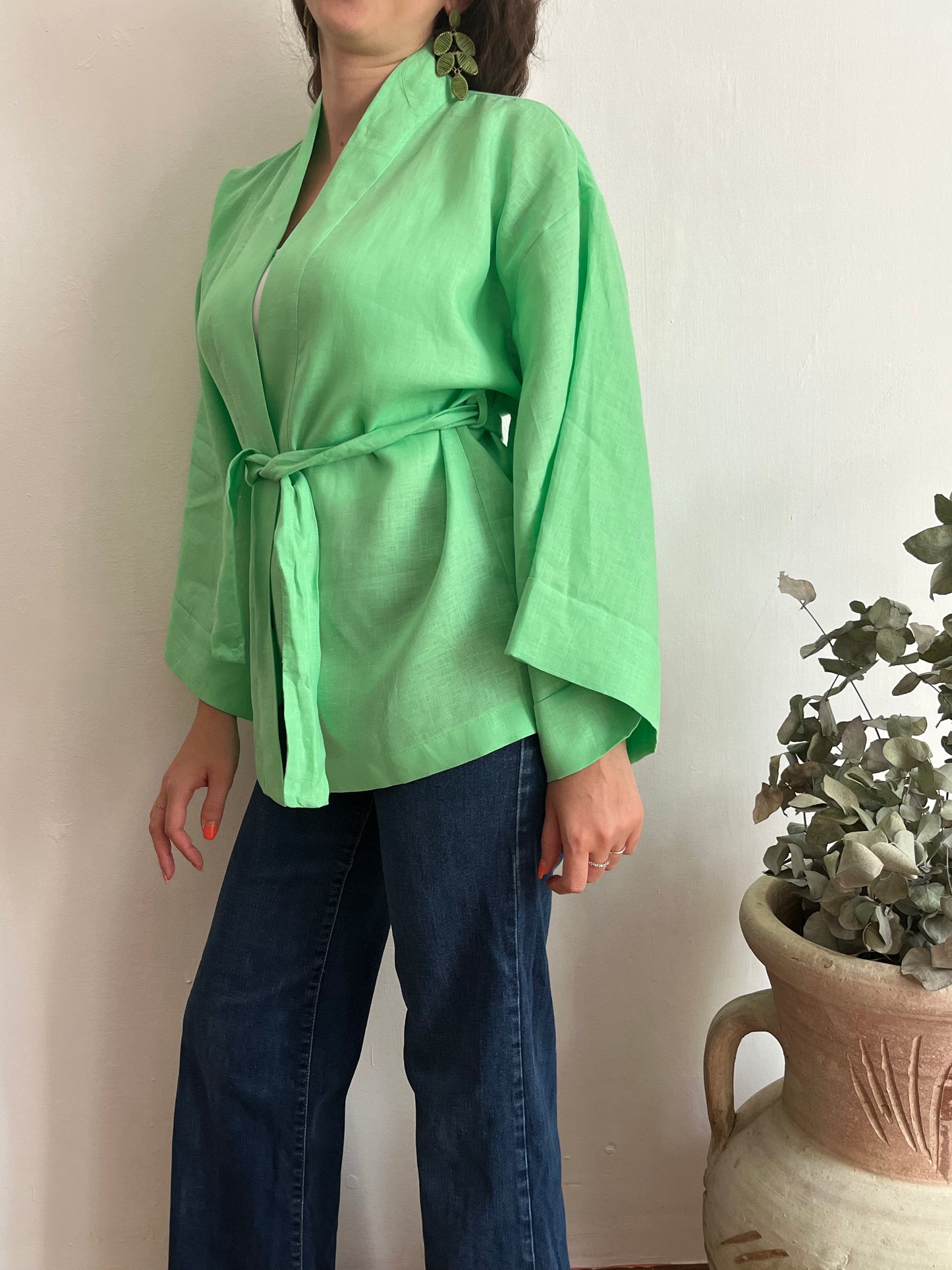 Kimono in lino Verde Menta