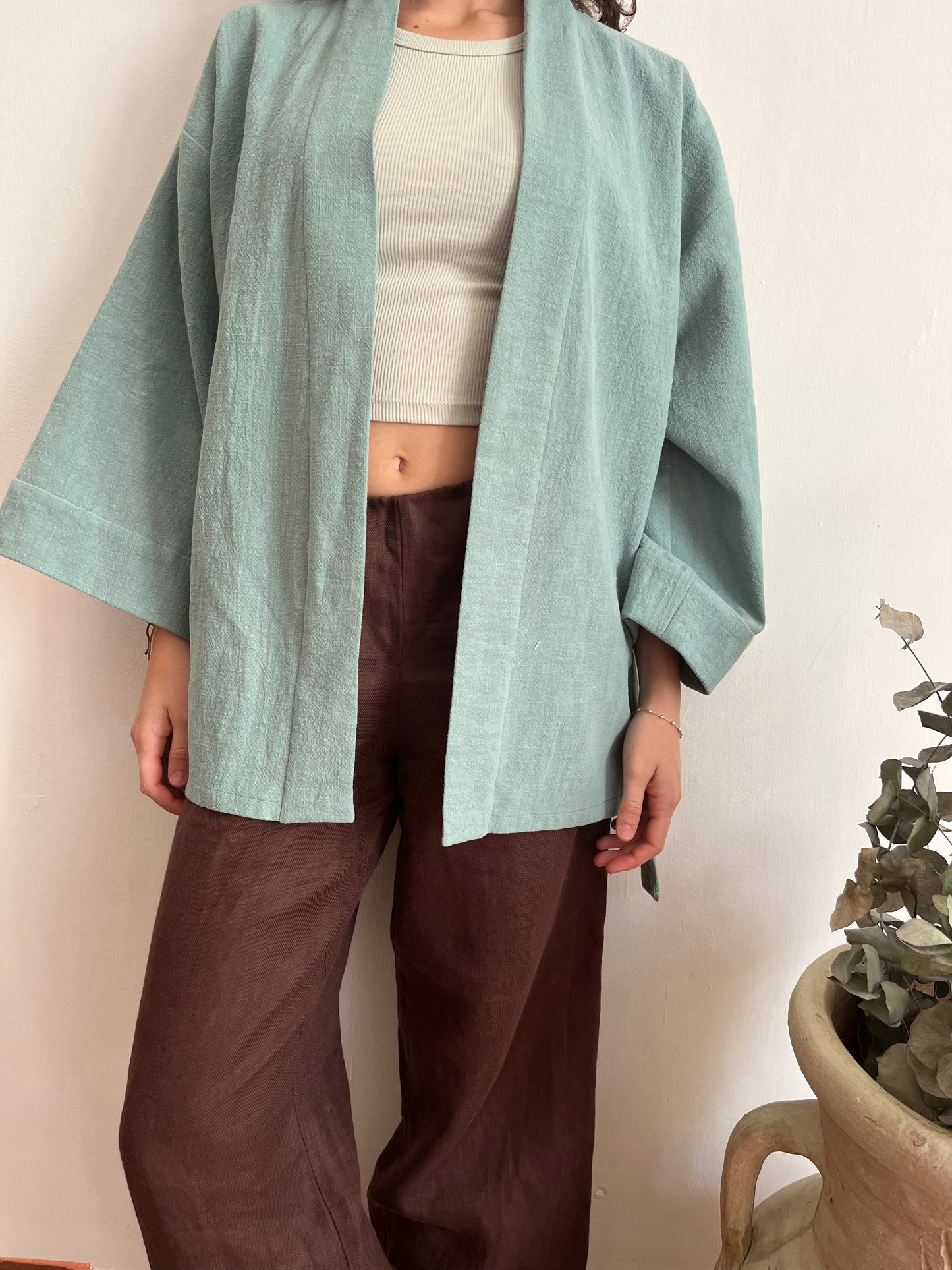 Kimono lino Azzurro Pastello