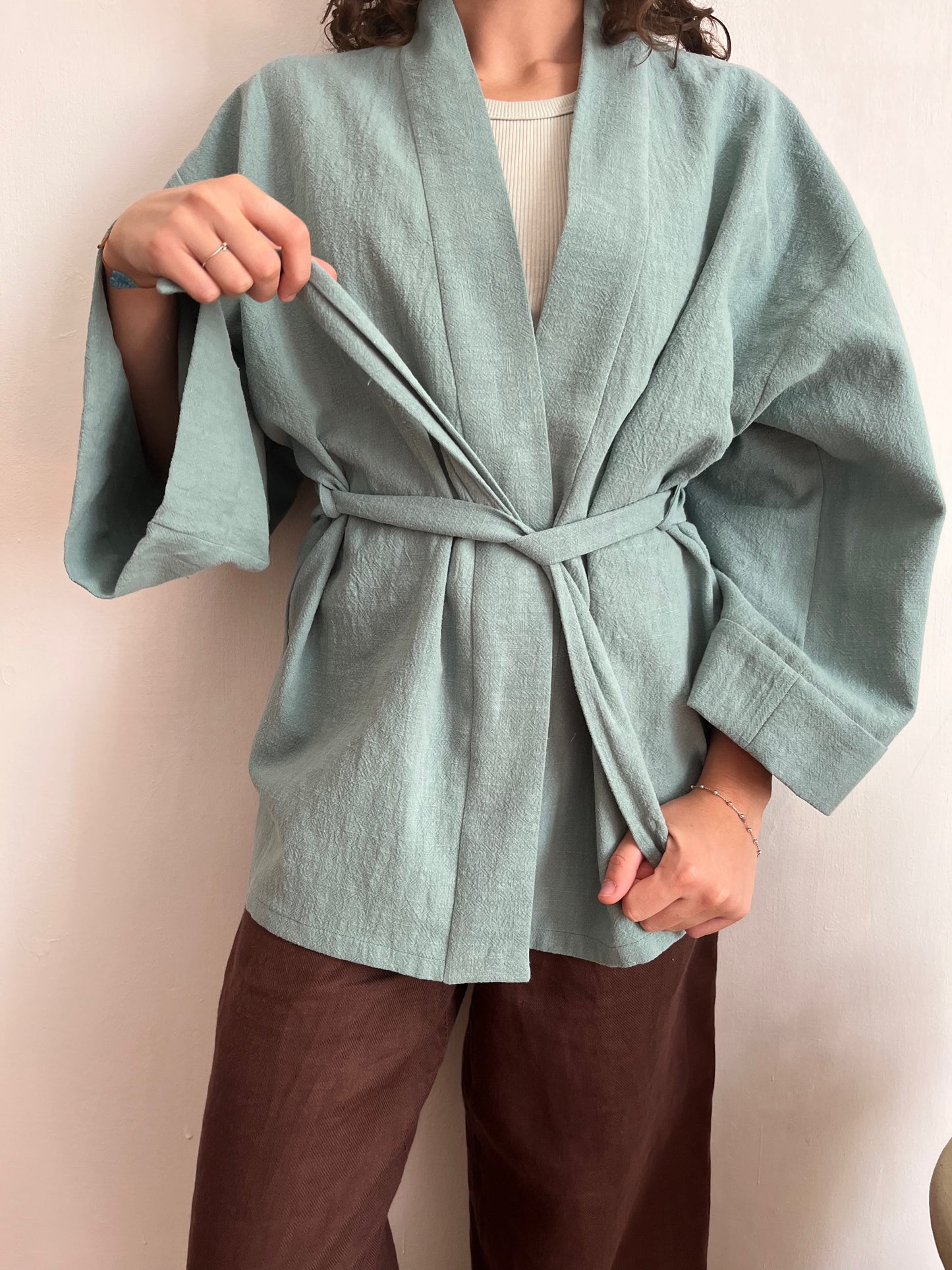 Kimono lino Azzurro Pastello