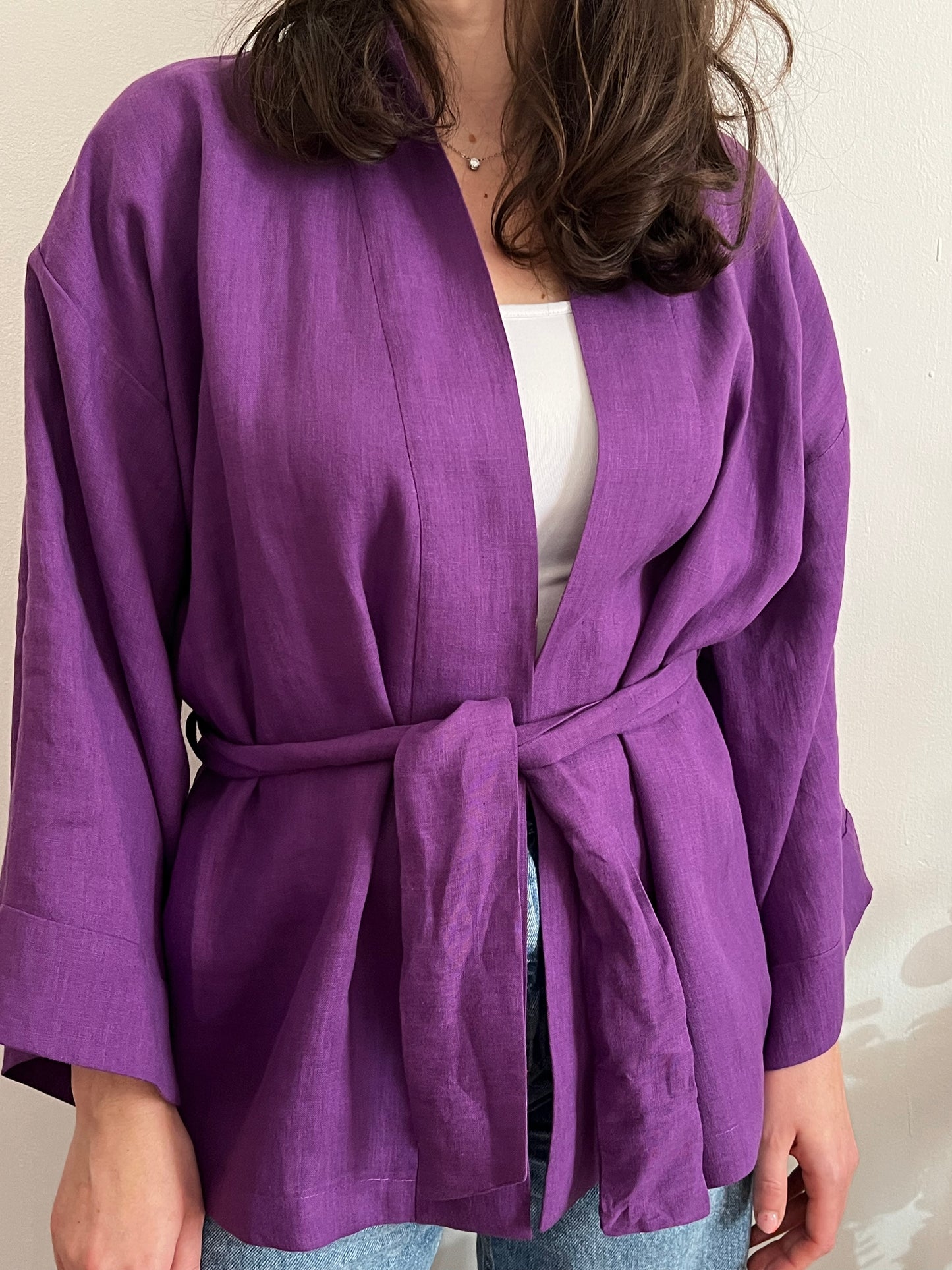 Kimono in lino Viola