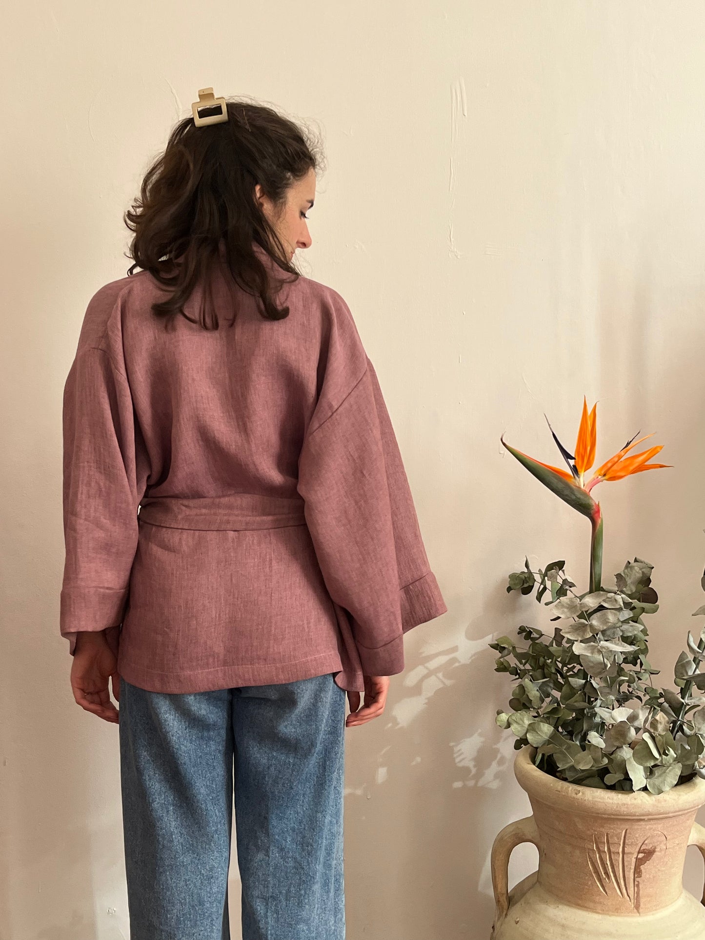 Kimono in lino Malva