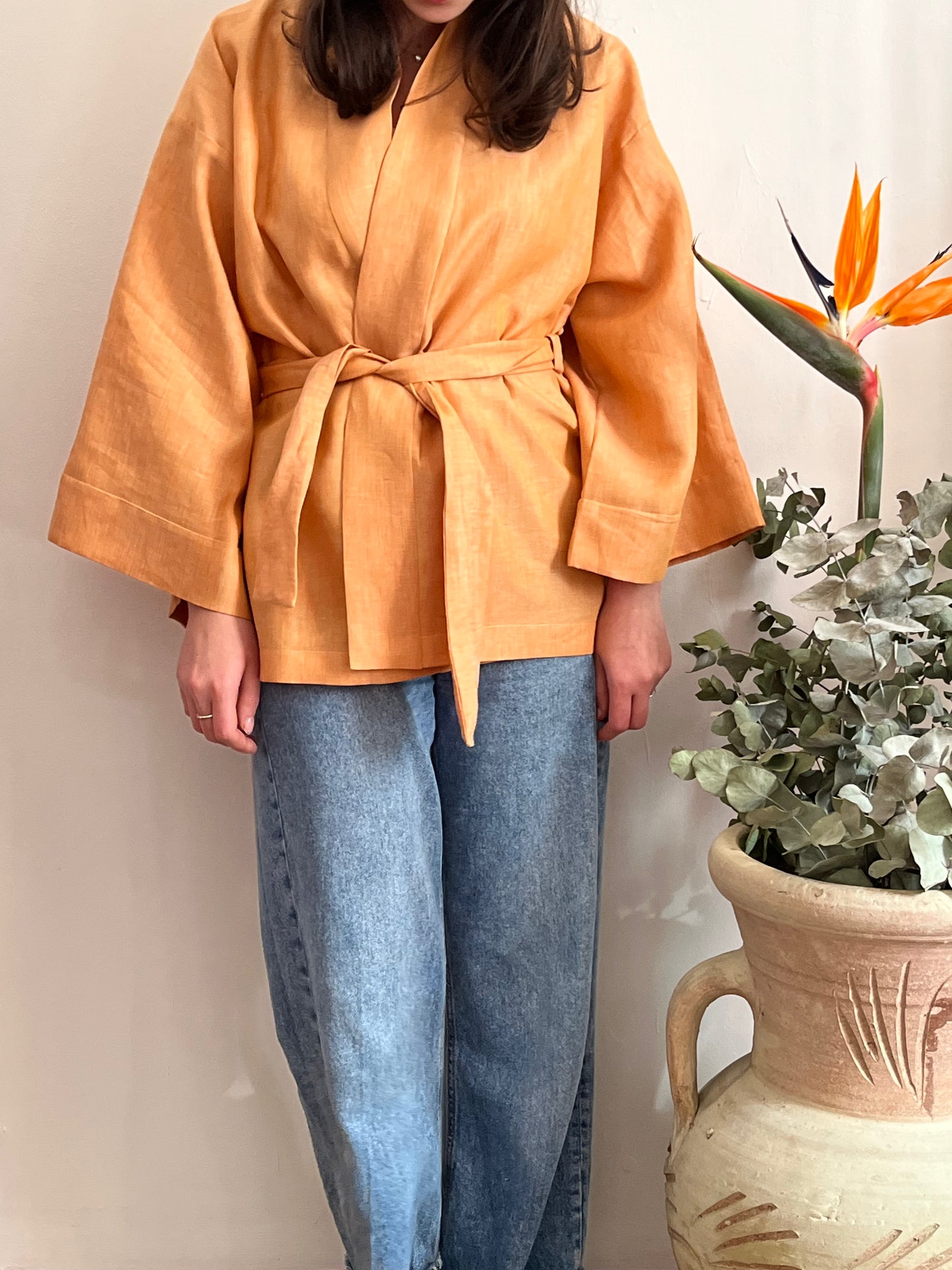Kimono in lino Arancione