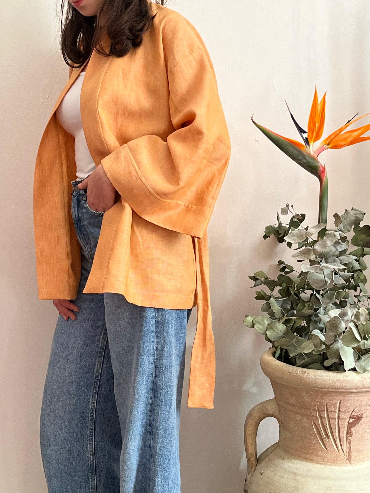 Kimono in lino Arancione