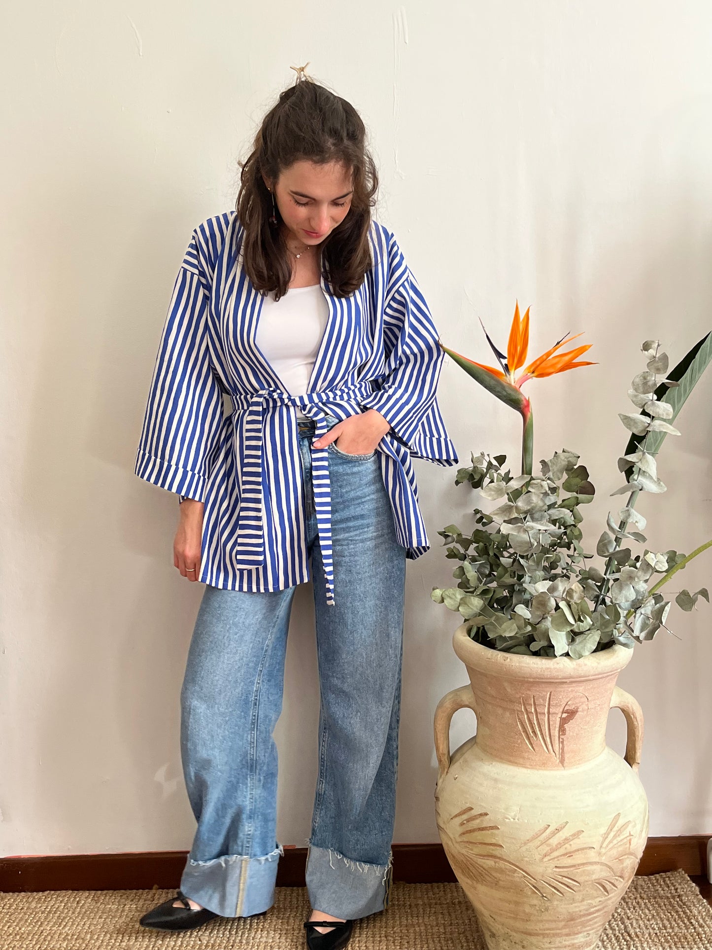 Kimono in lino Marinaio Blu