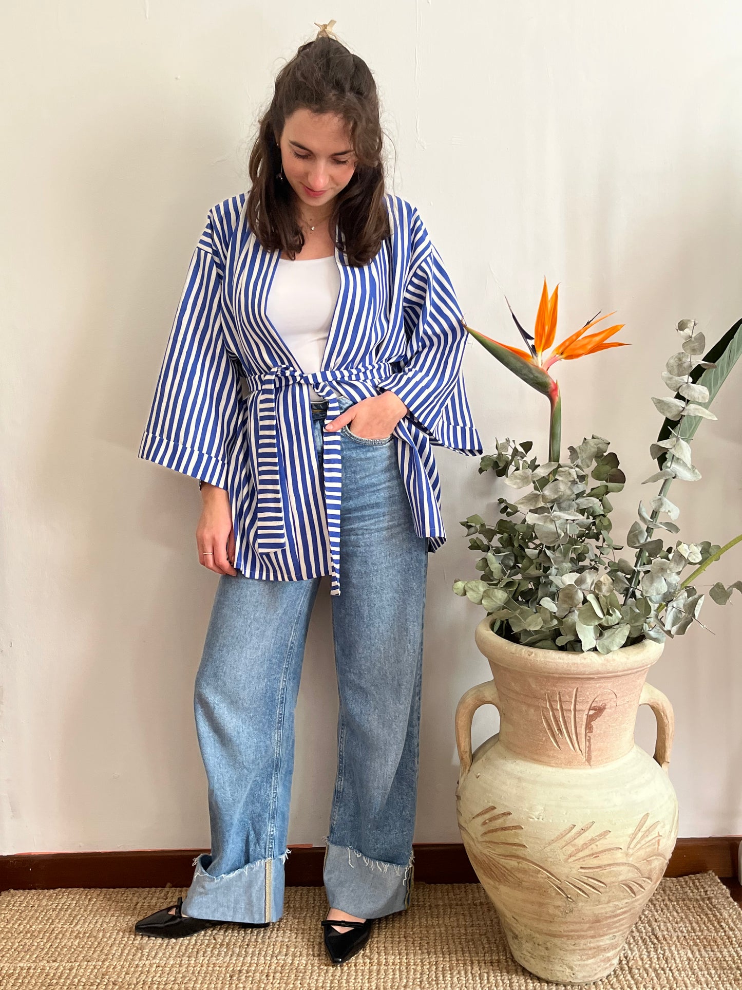 Kimono in lino Marinaio Blu