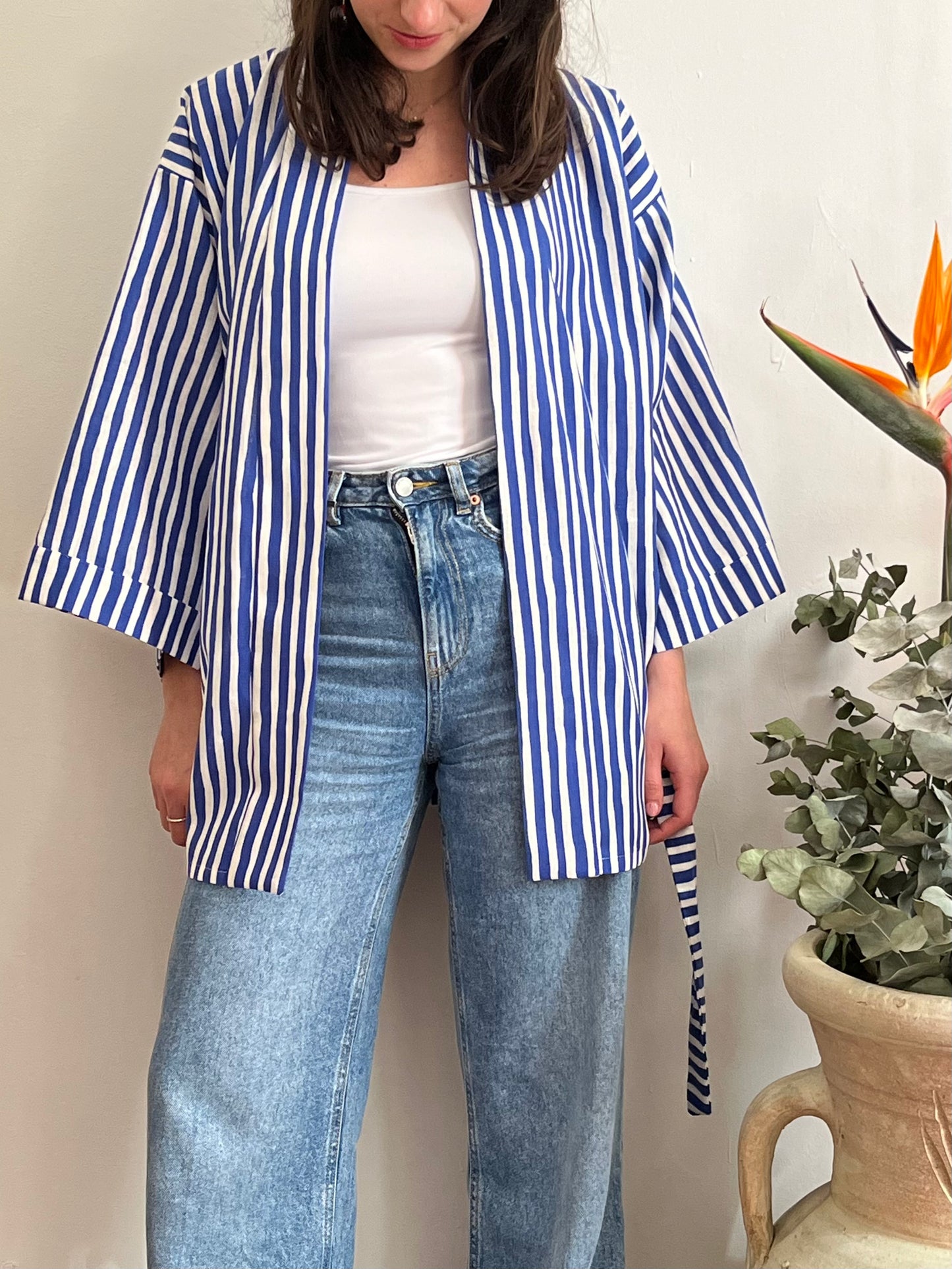 Kimono in lino Marinaio Blu