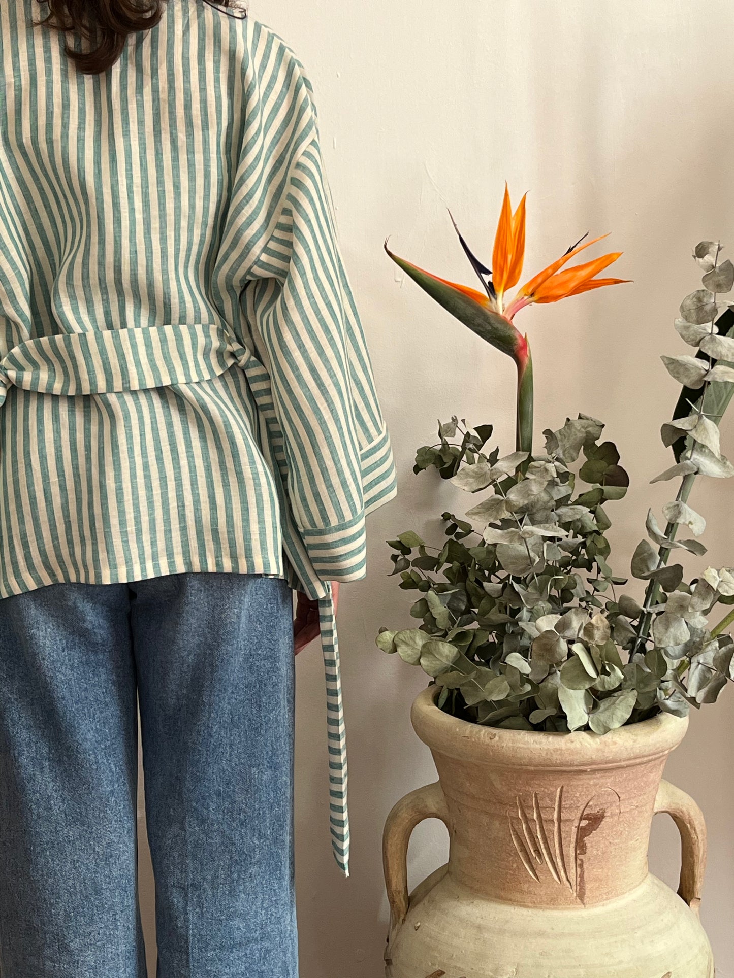 Kimono in lino Marinaio Verde