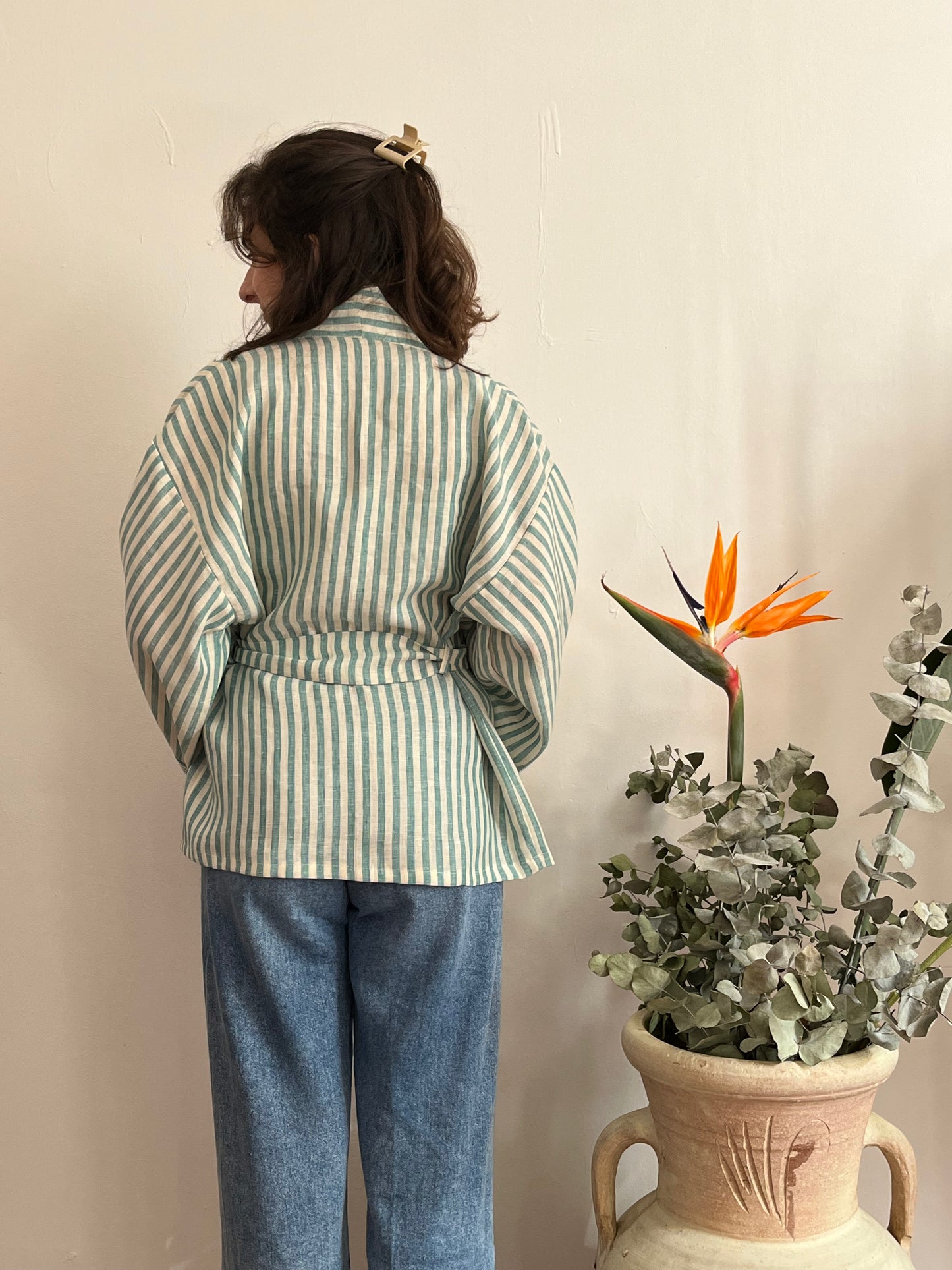 Kimono in lino Marinaio Verde