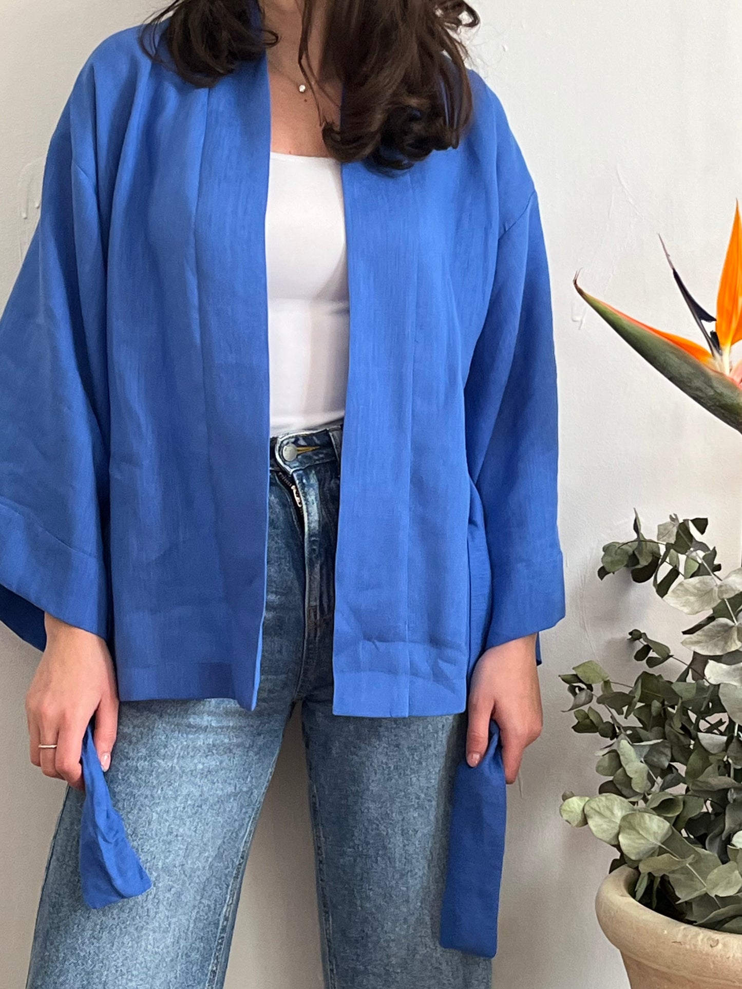Kimono in Lino Blu