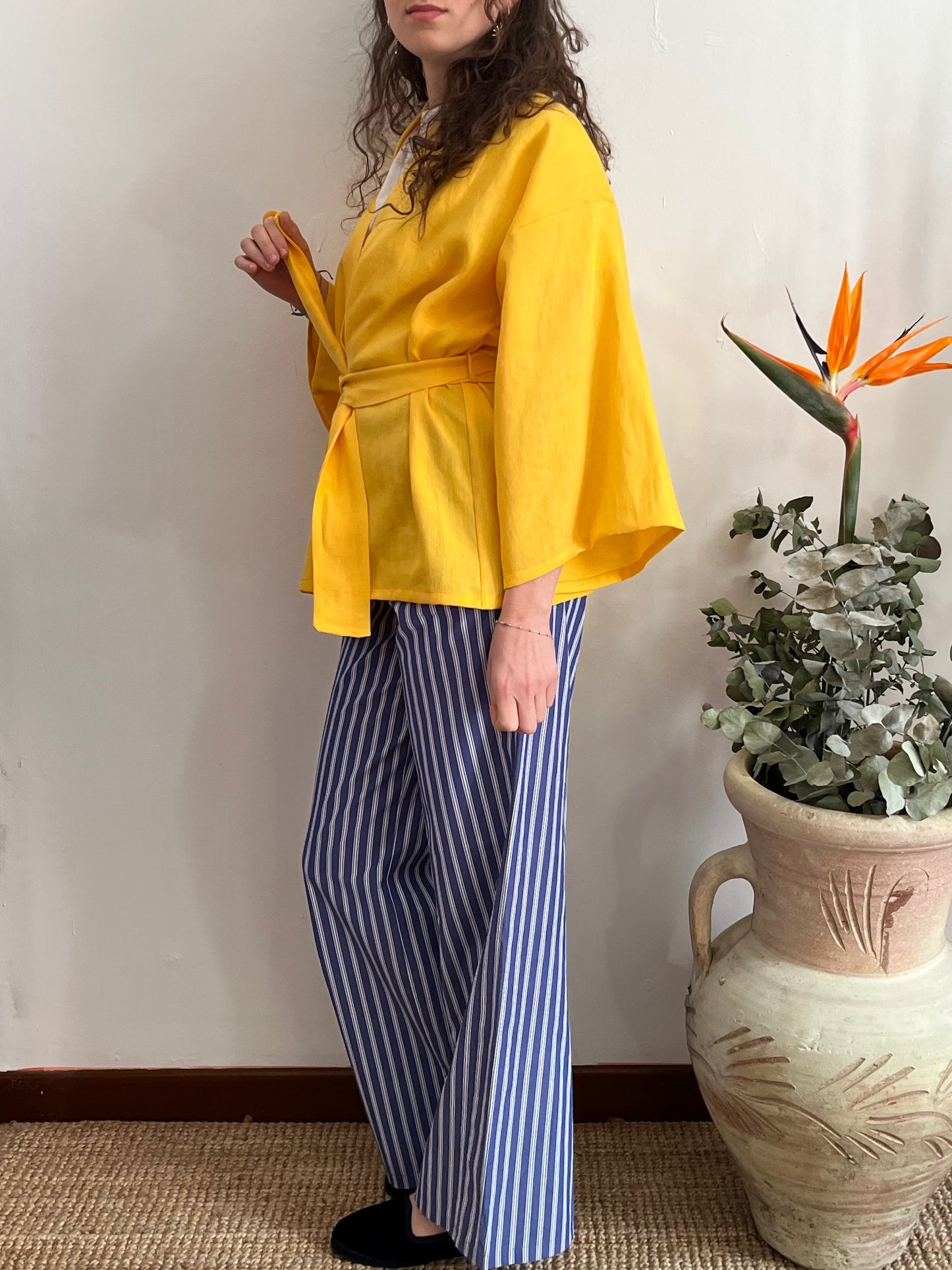 Kimono in lino Giallo Zafferano