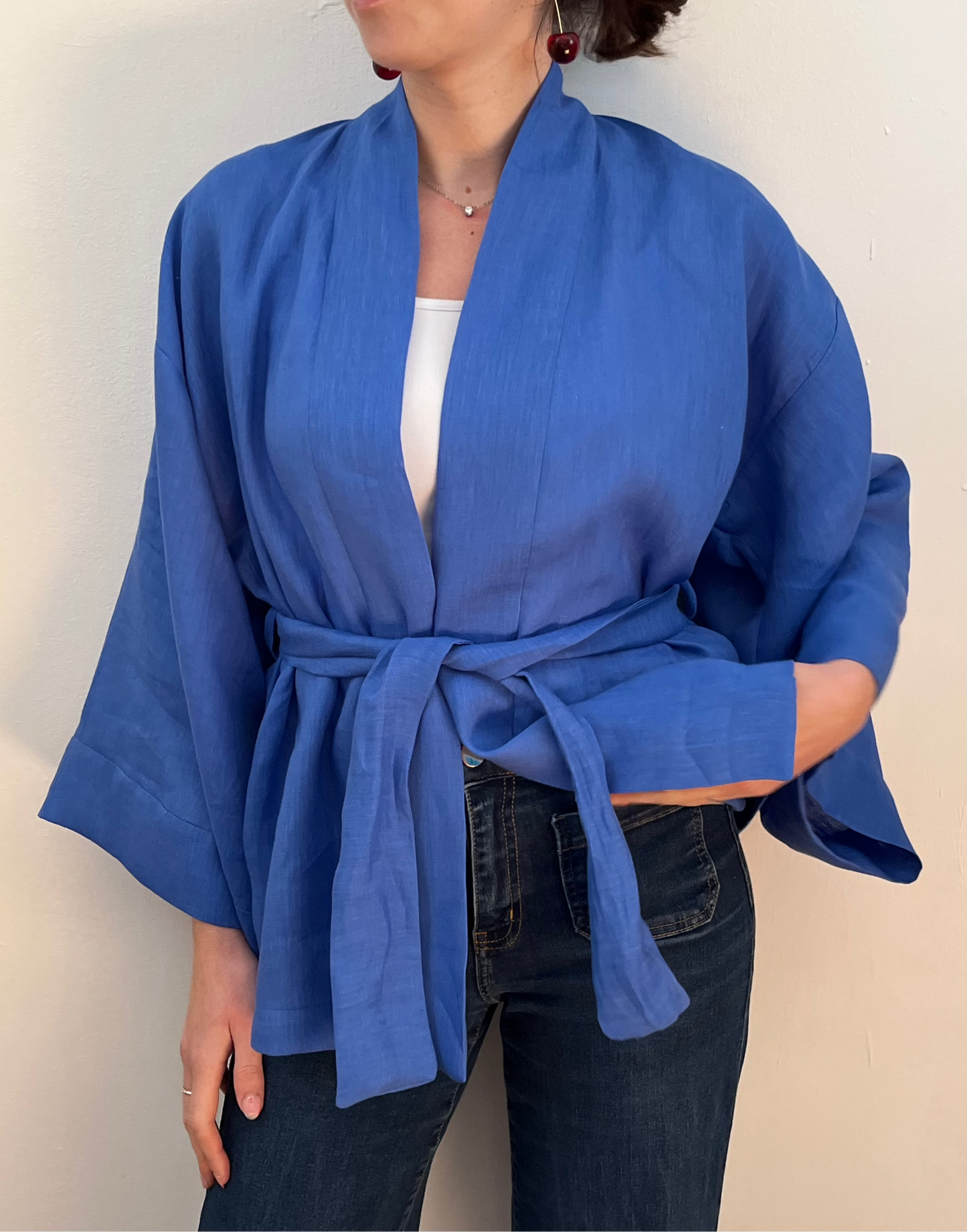 Kimono in Lino Blu