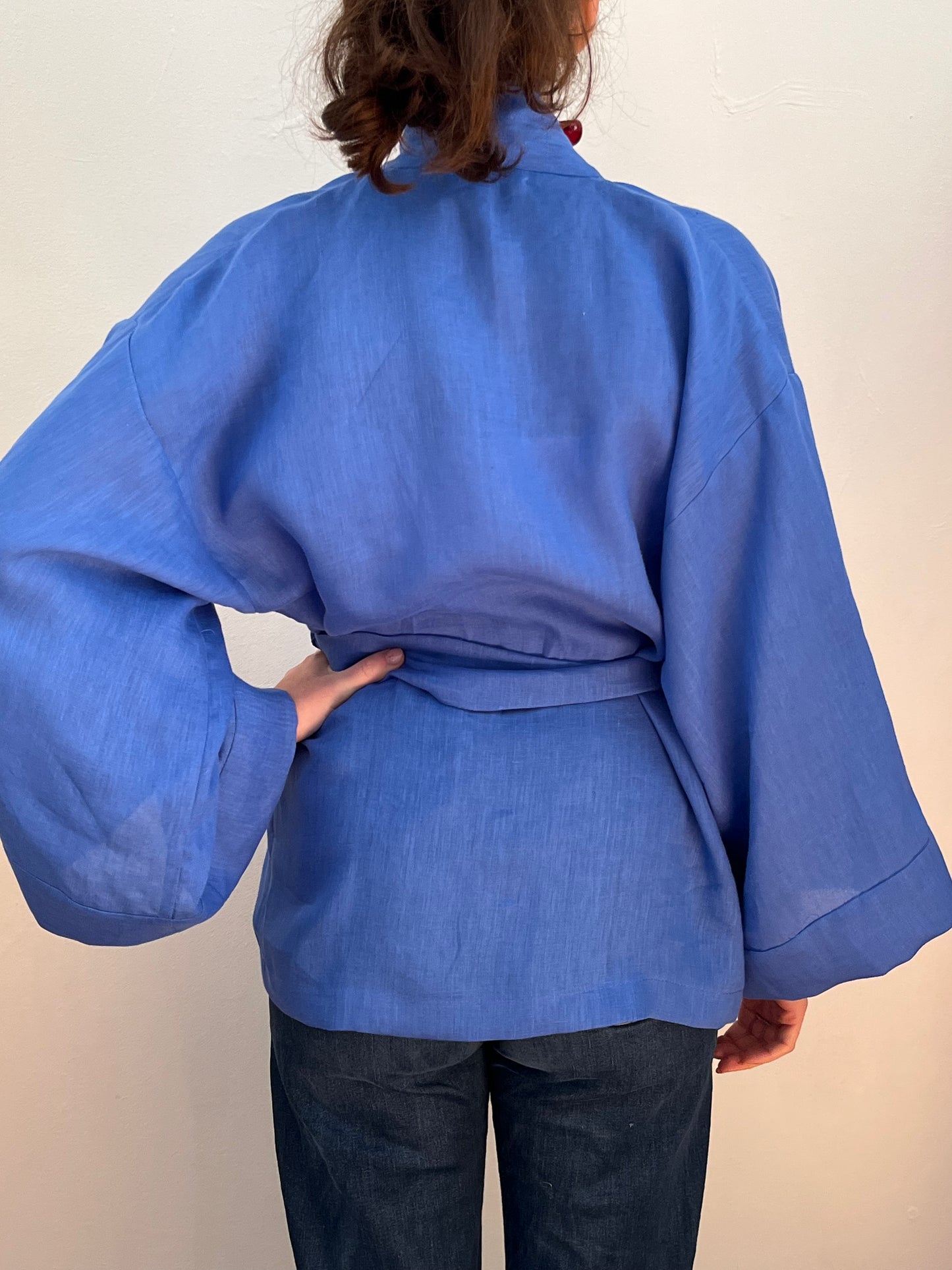 Kimono in Lino Blu
