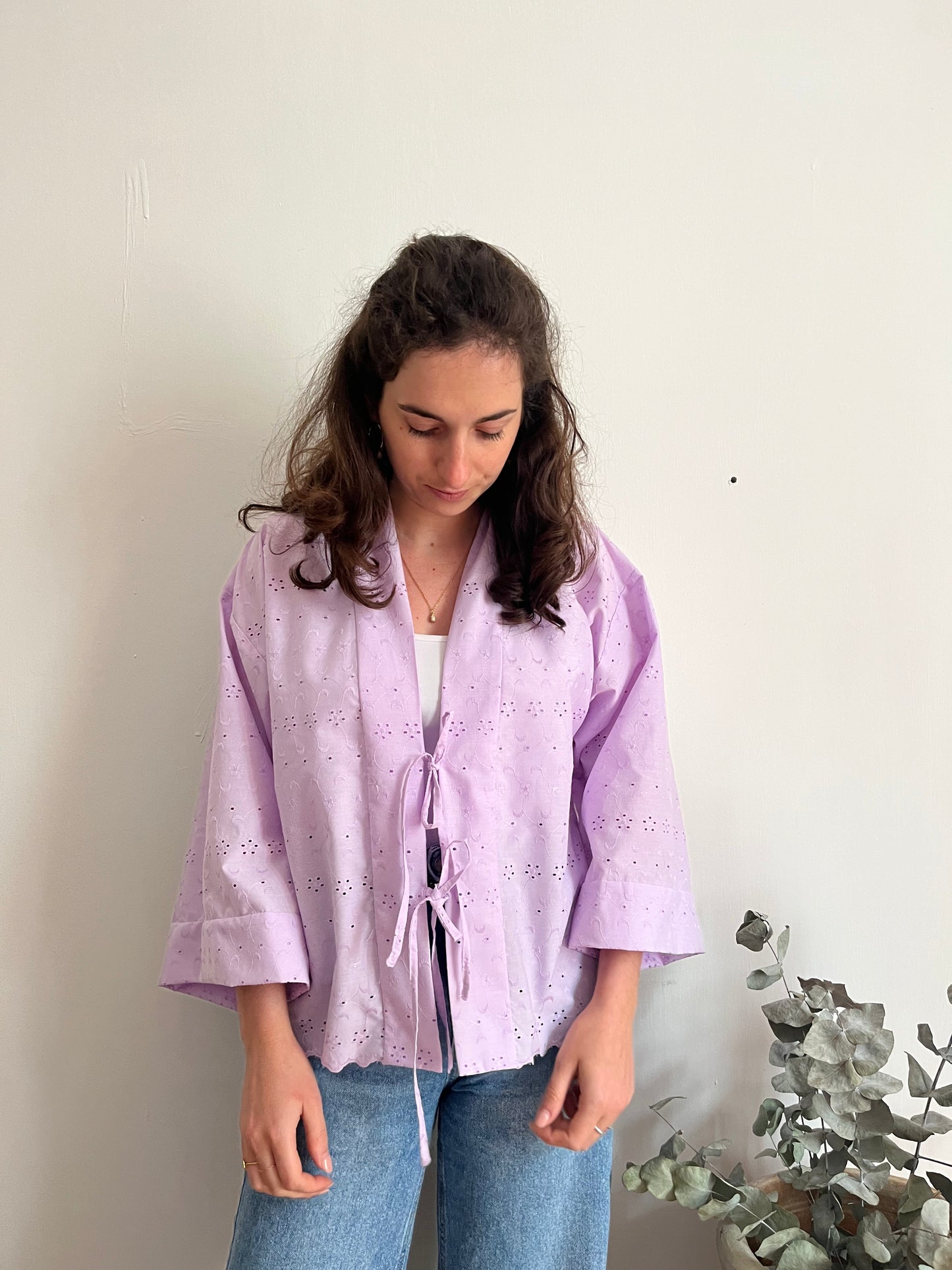 Kimono camicia violetta