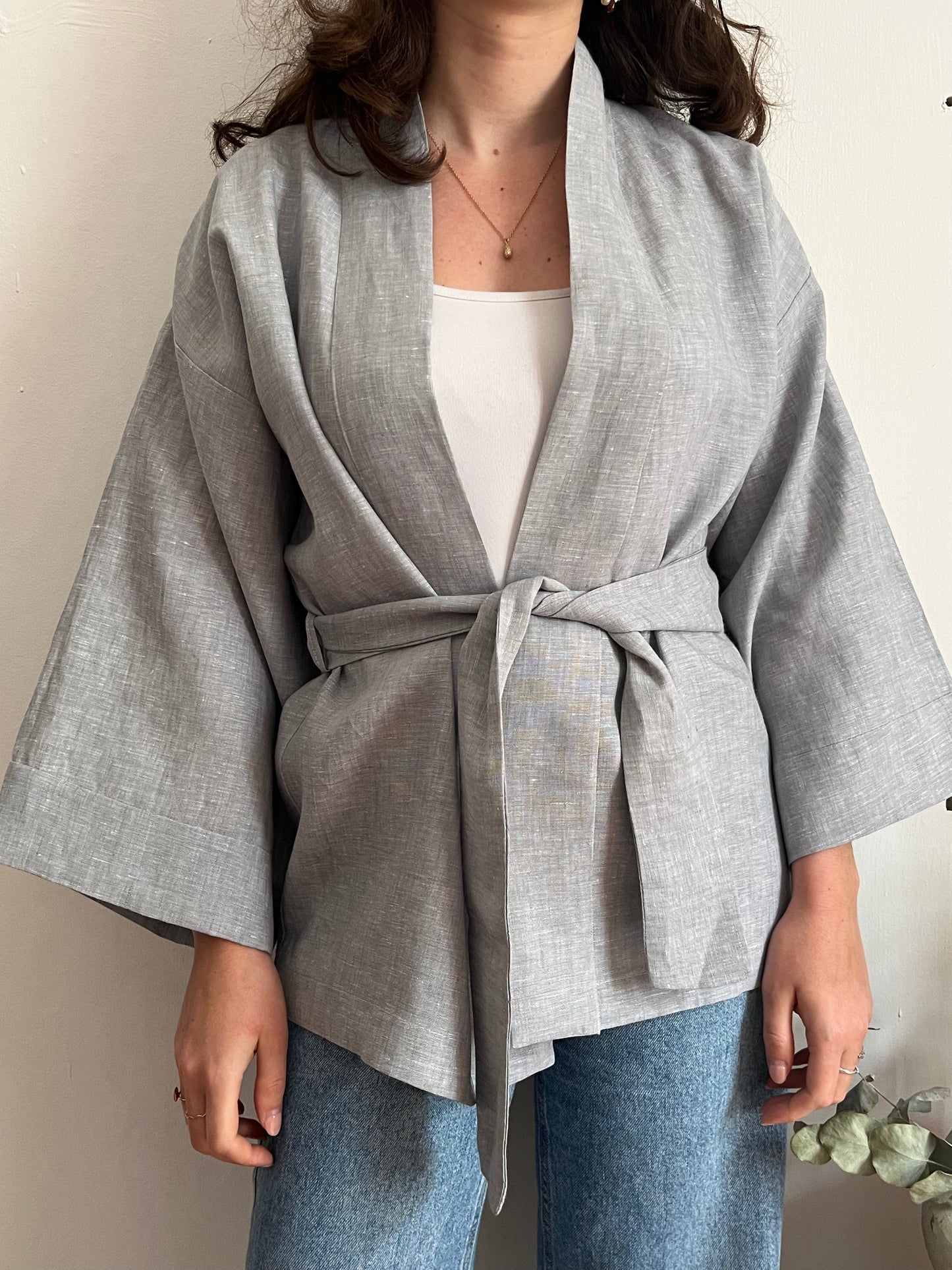 Kimono in lino grigio