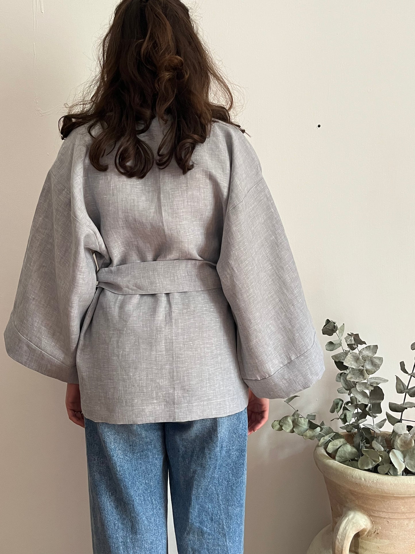 Kimono in lino grigio