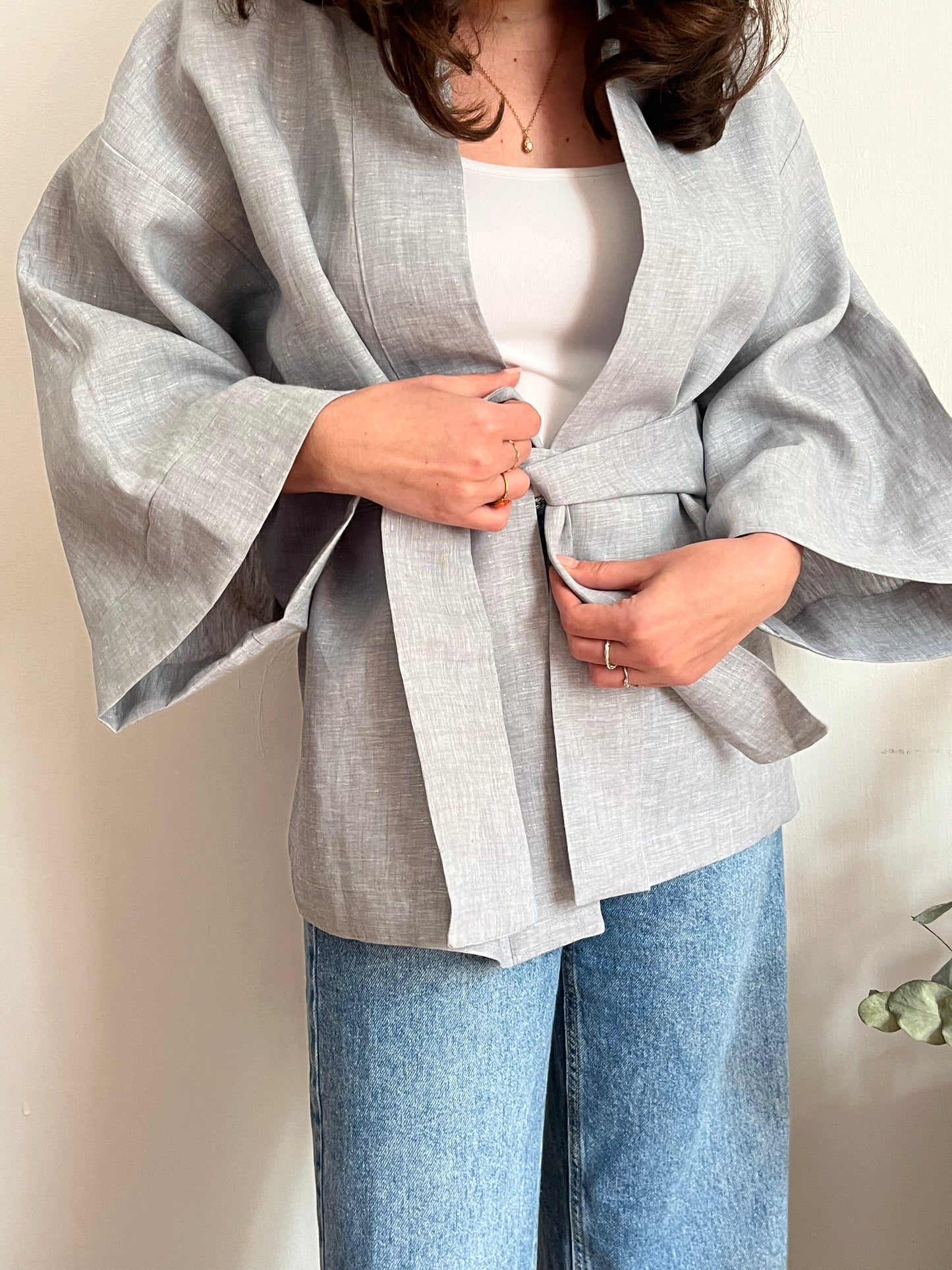 Kimono in lino grigio