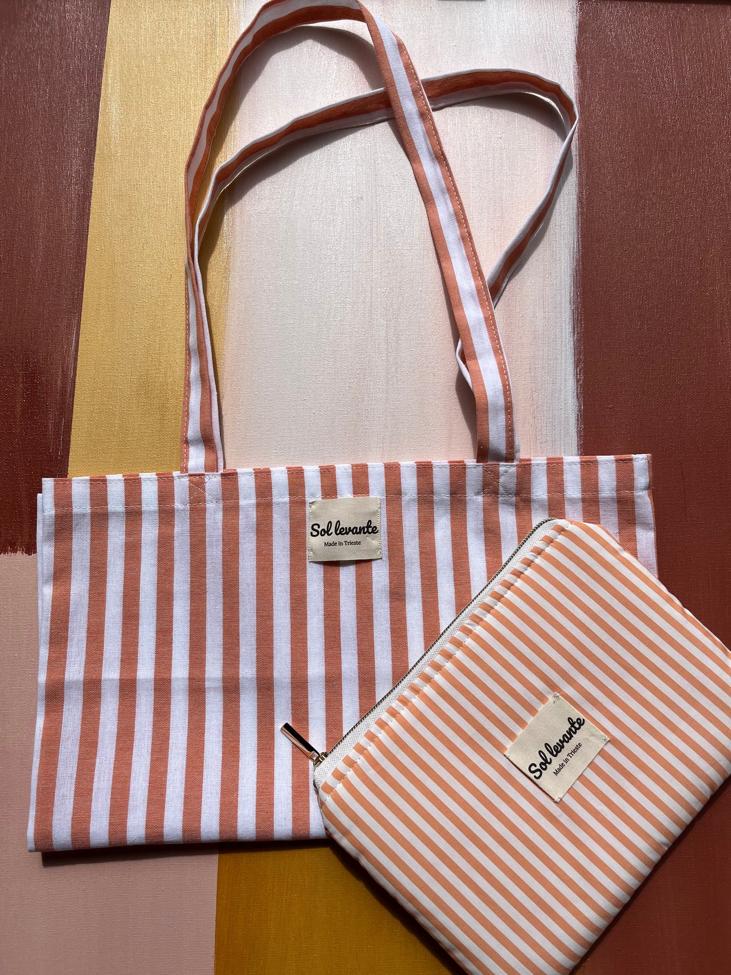 Tote bag a righe arancione