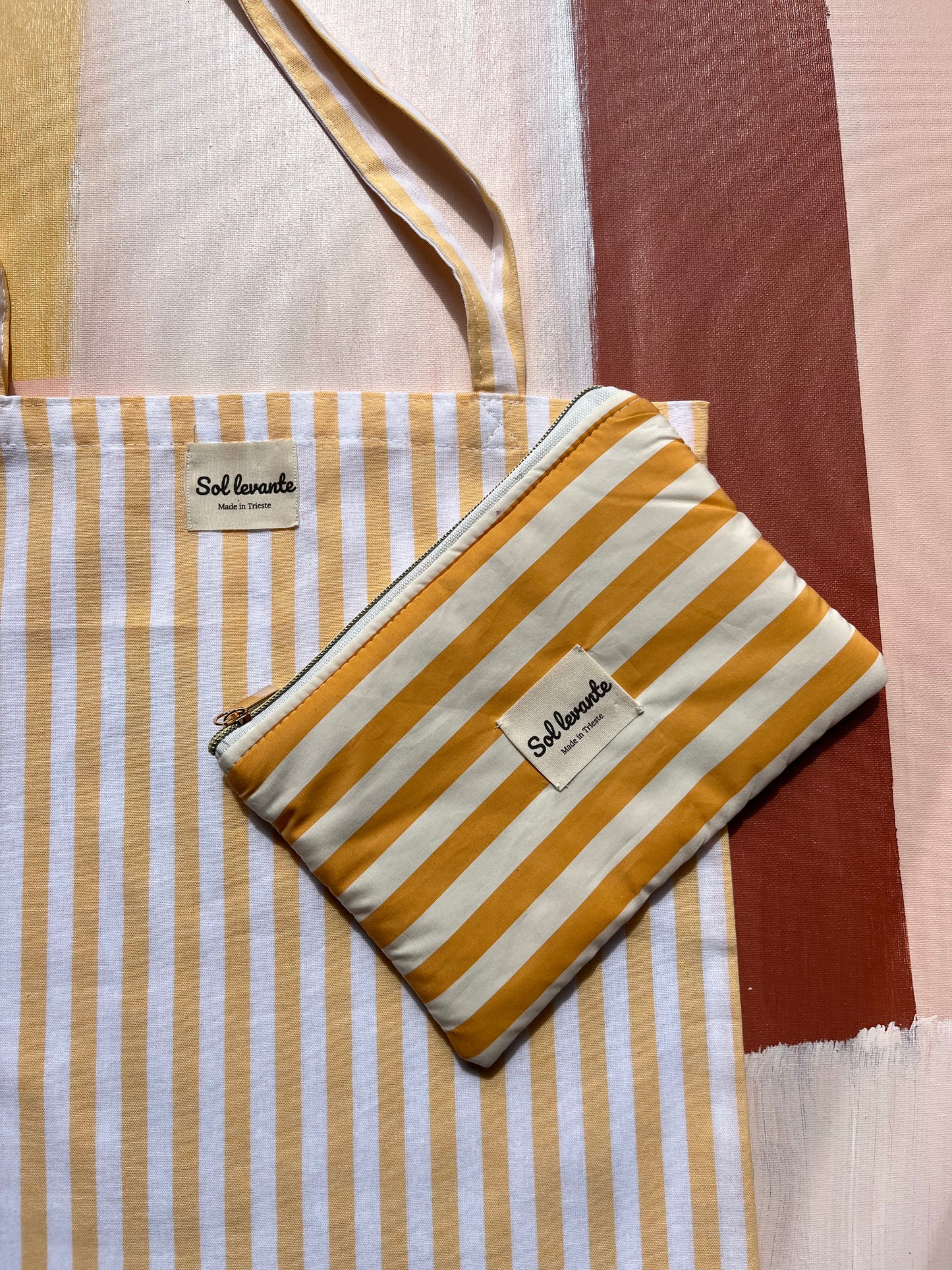 Tote bag a righe gialla