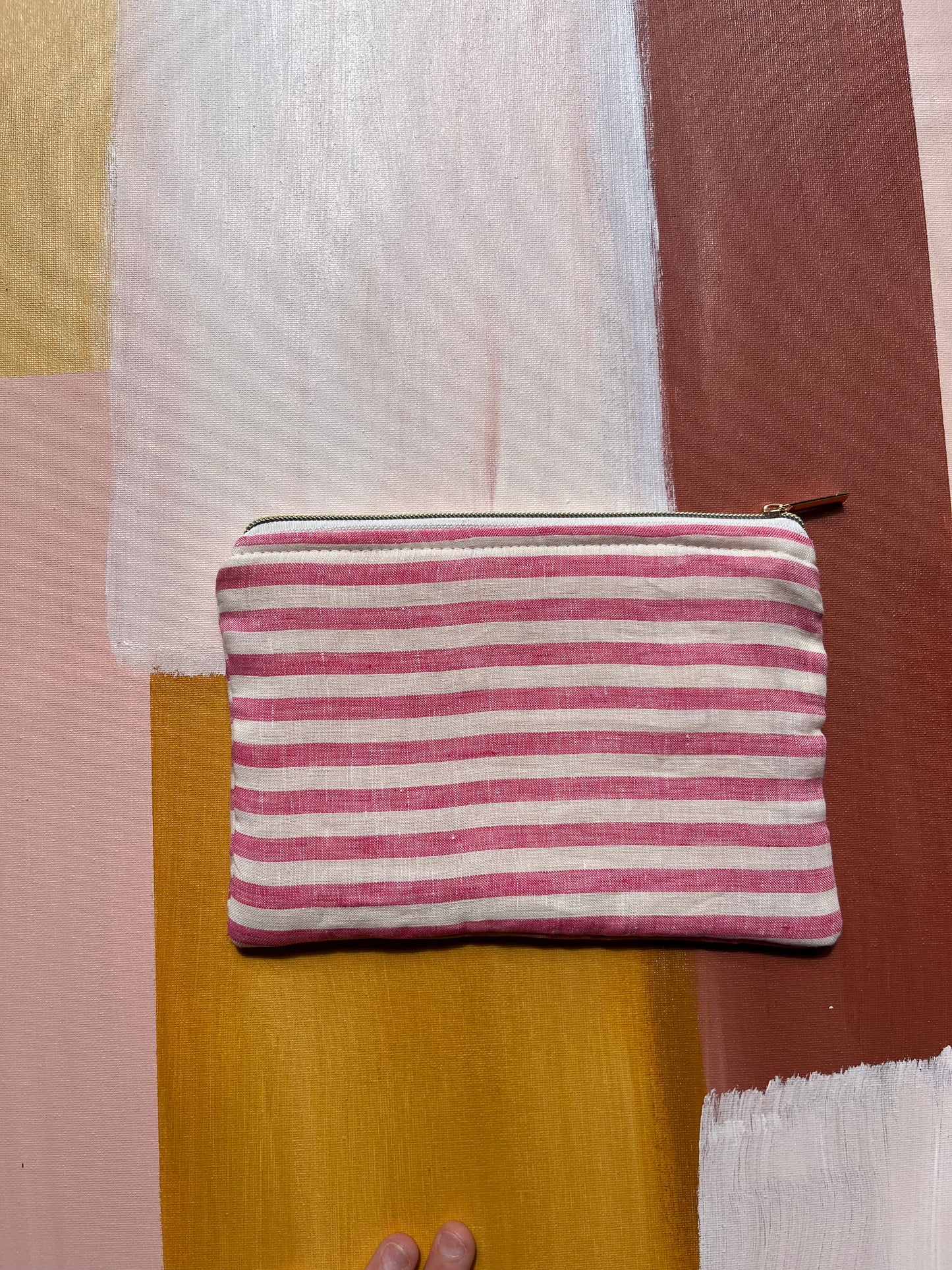 Pochette a righe rosa