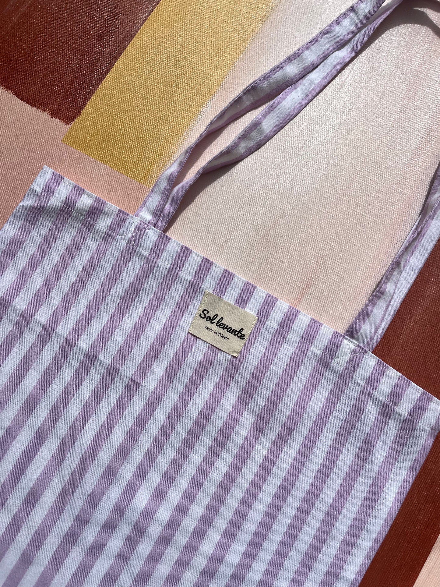 Tote bag a righe lilla