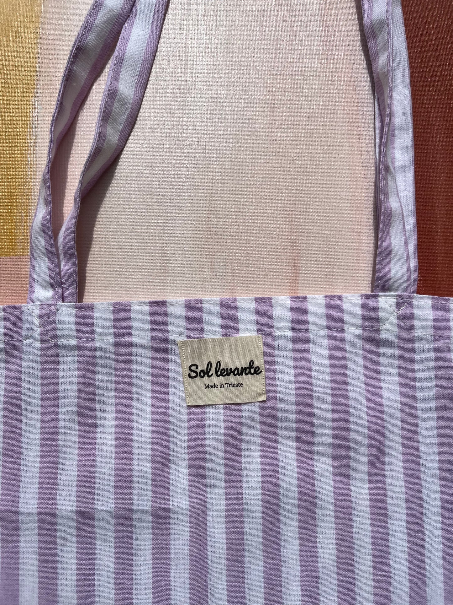Tote bag a righe lilla