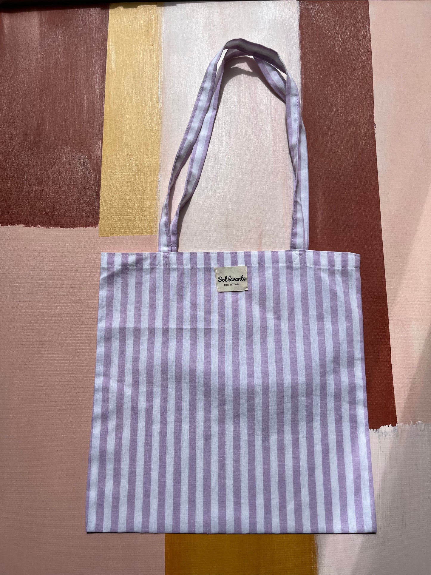 Tote bag a righe lilla