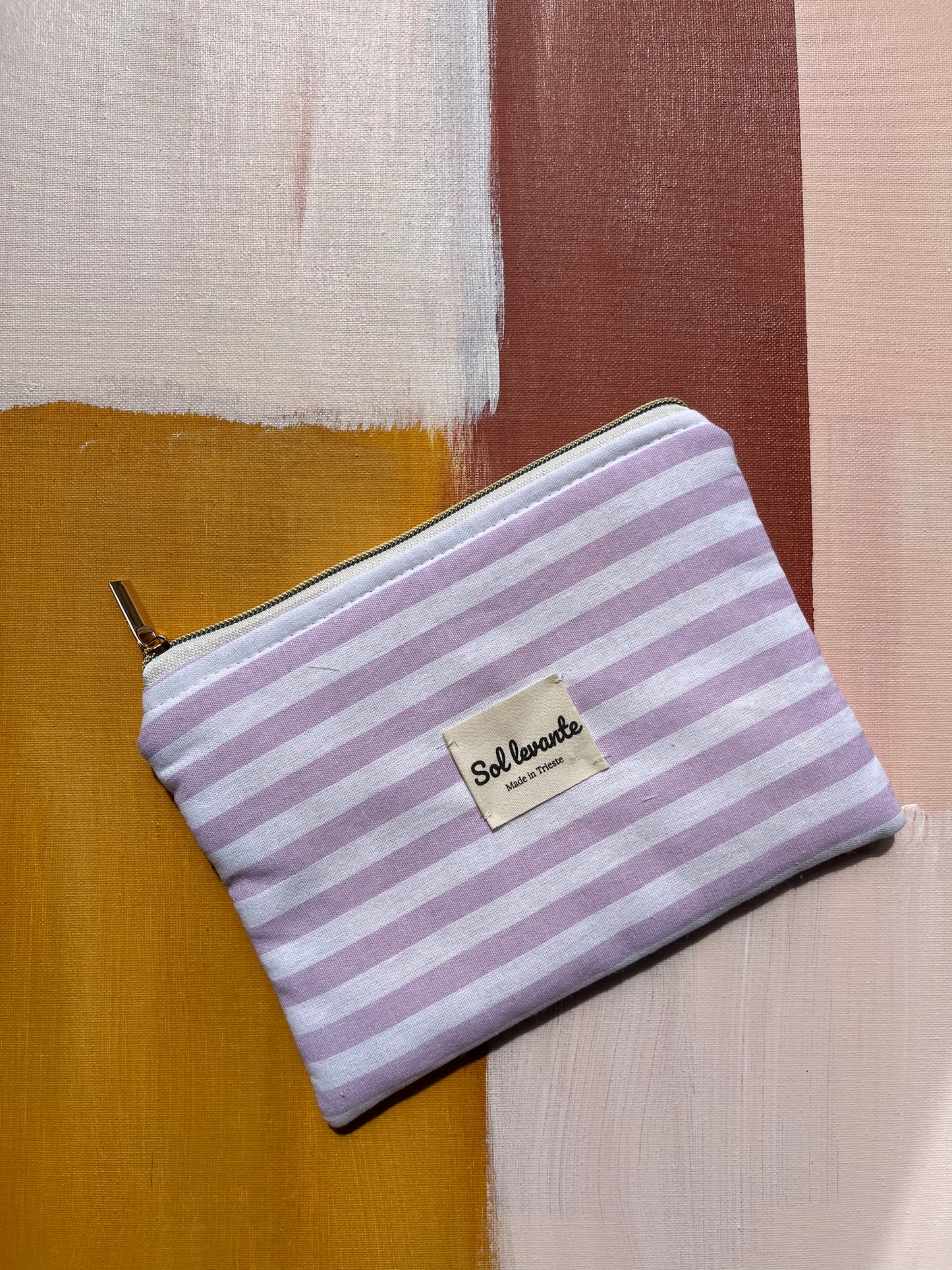 Pochette a righe lilla
