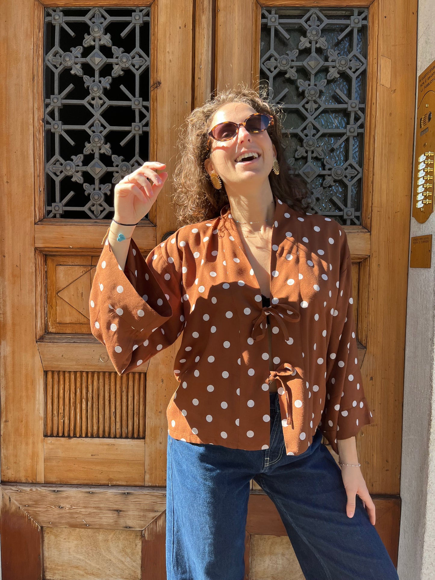Kimono camicia a pois