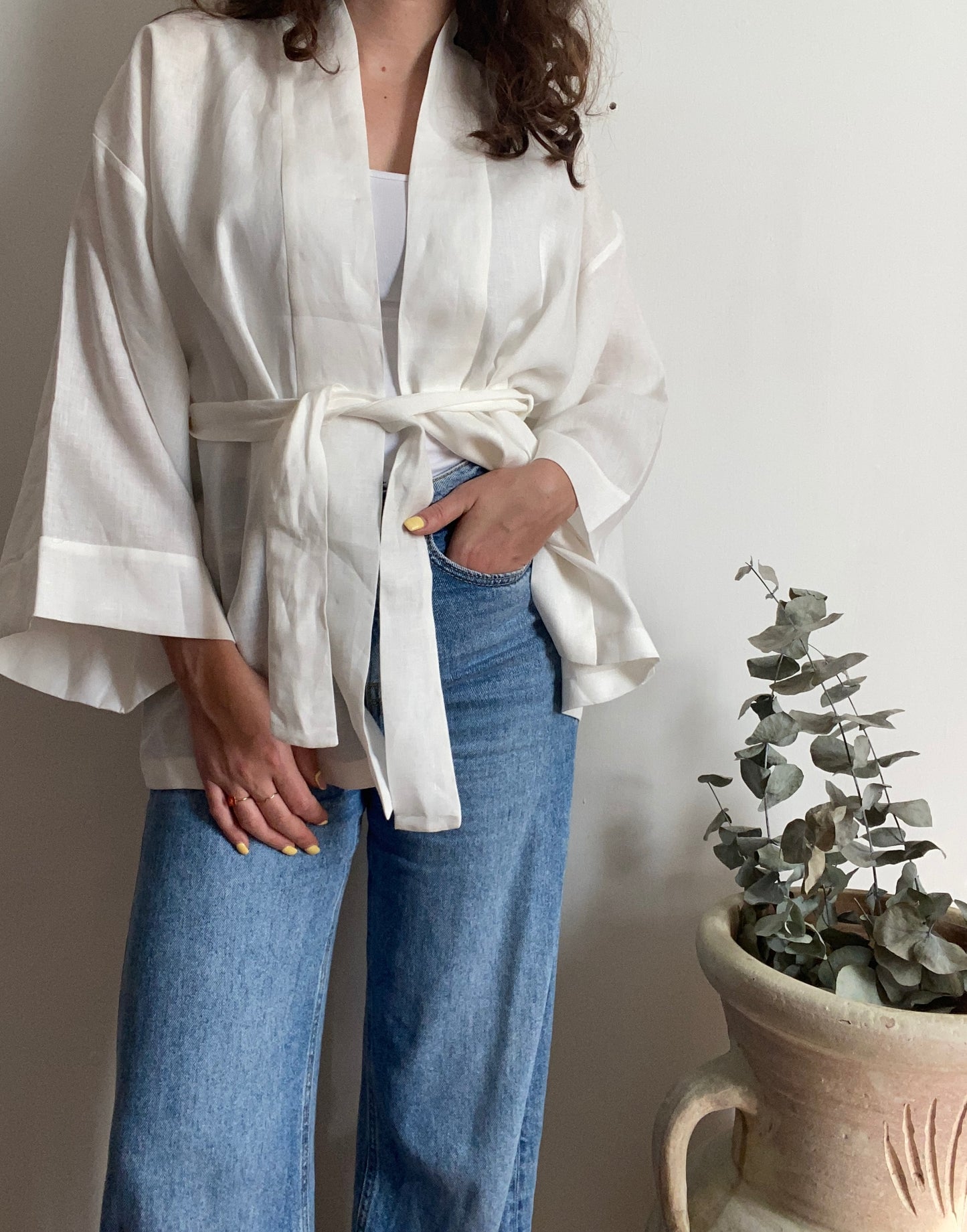 Kimono in lino Bianco