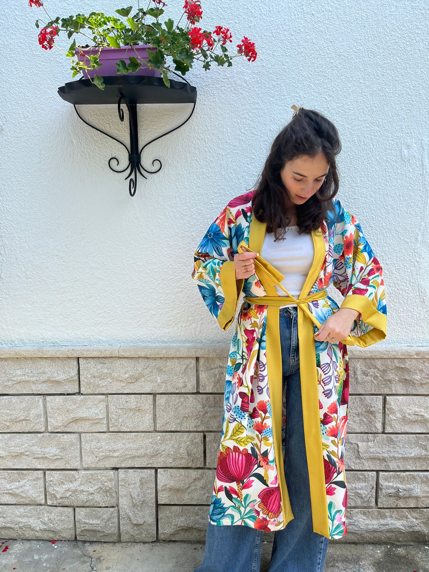 Kimono lungo in seta