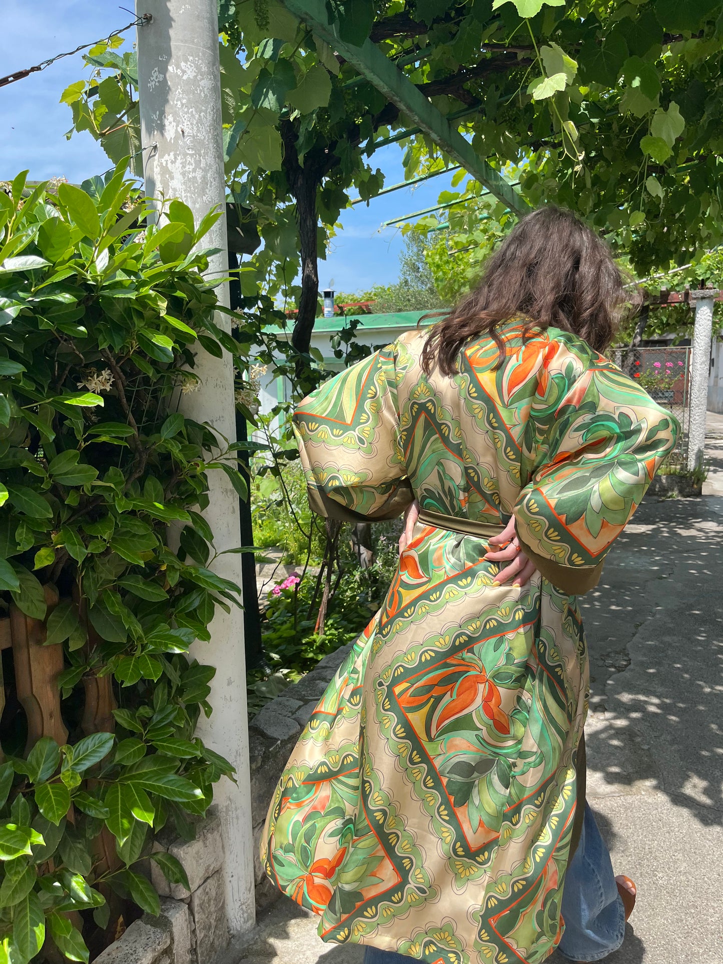 Kimono lungo in seta