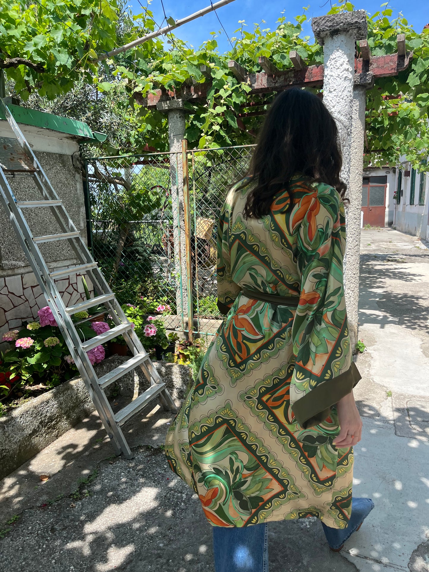 Kimono lungo in seta