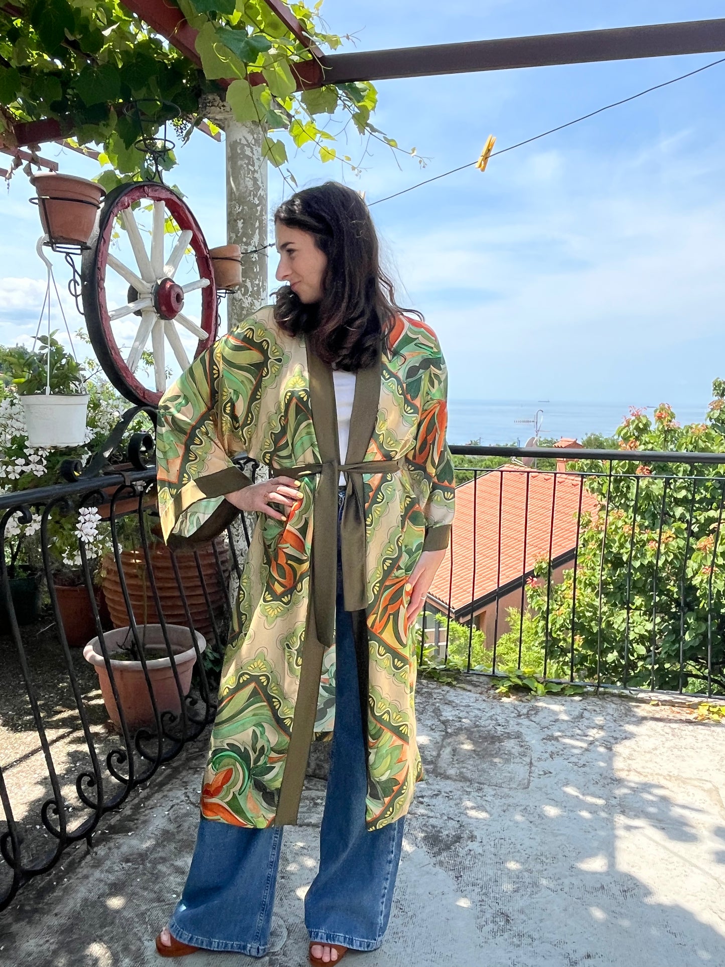 Kimono lungo in seta