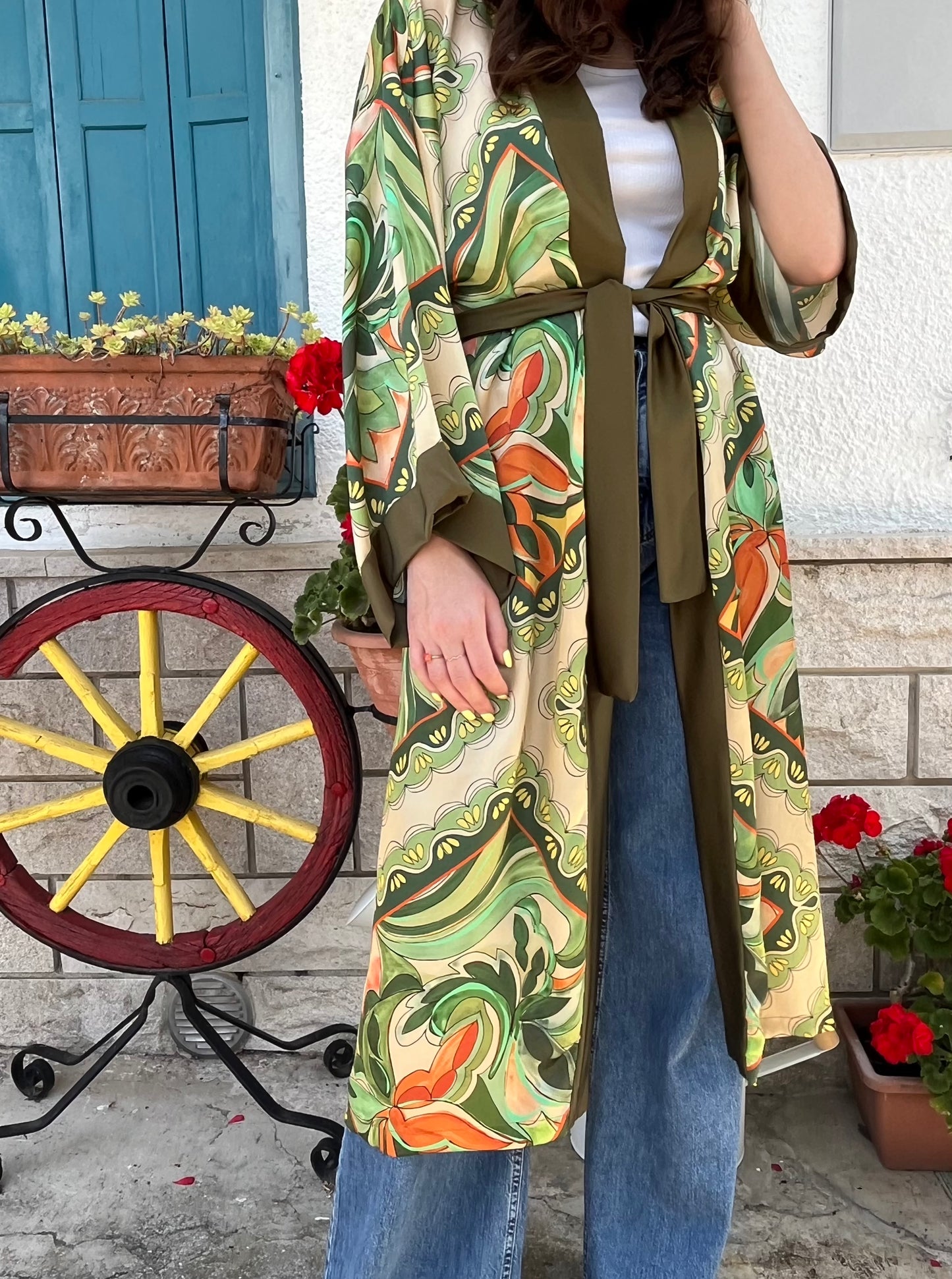 Kimono lungo in seta