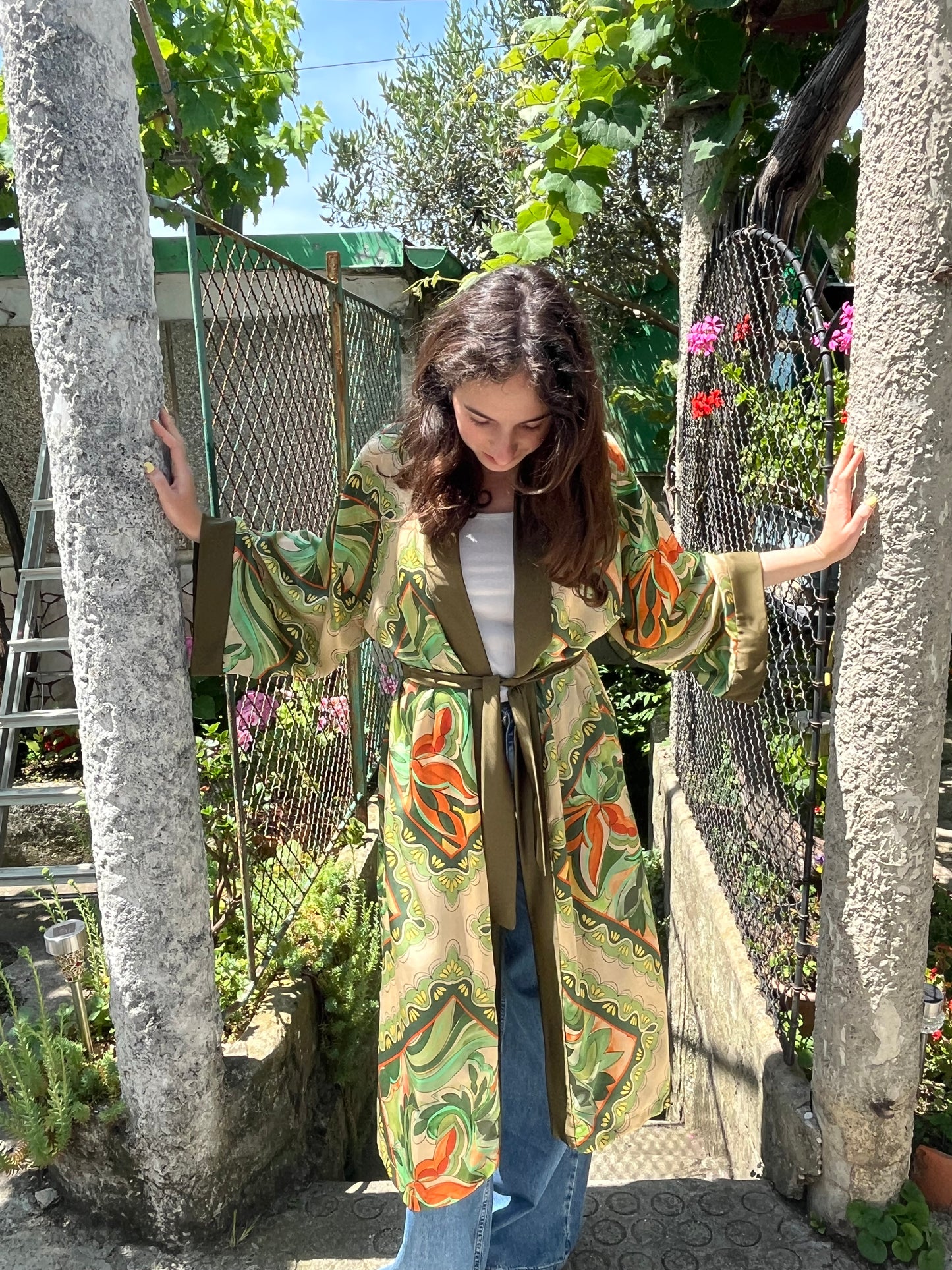 Kimono lungo in seta