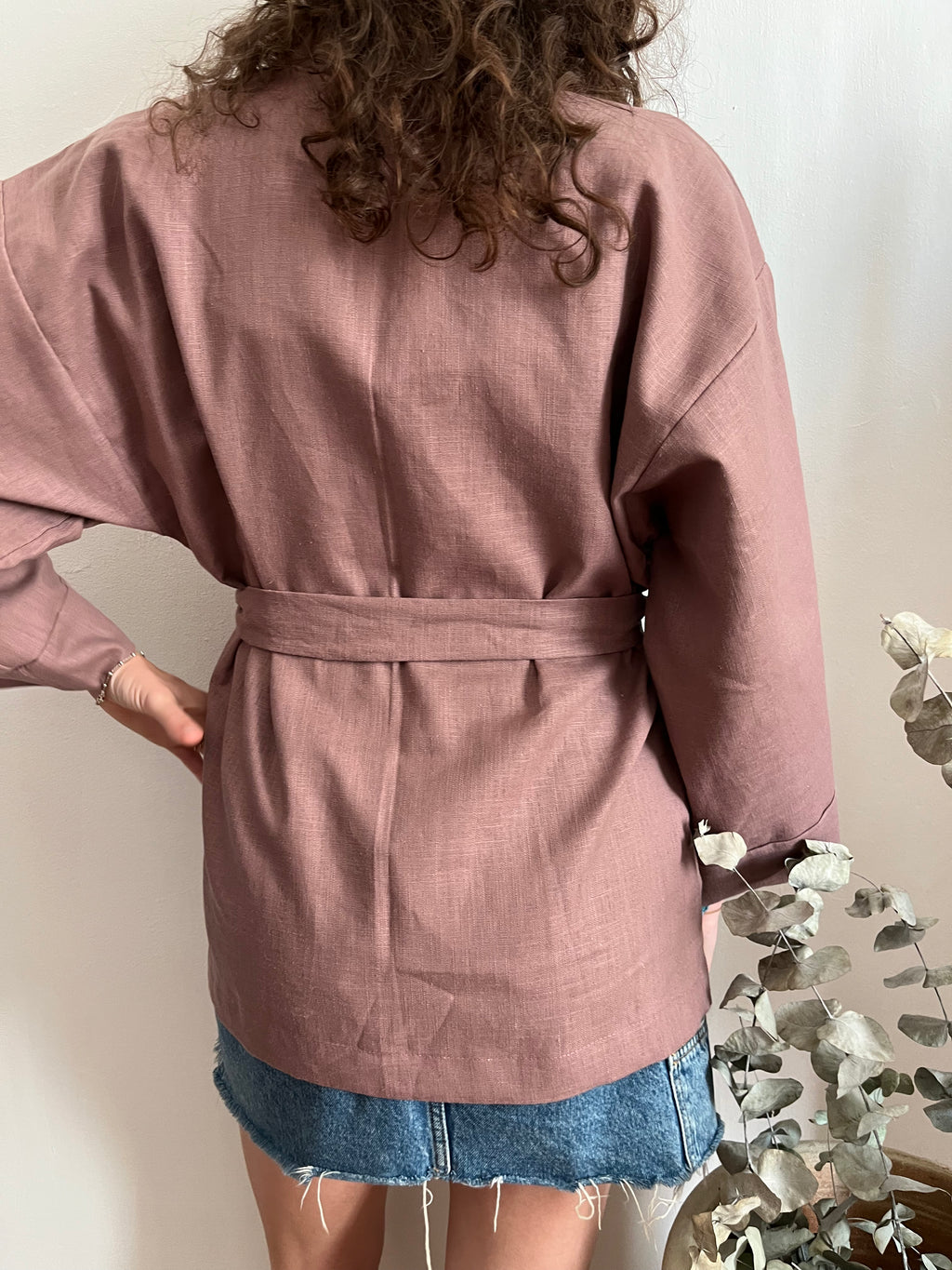 Kimono in lino malva